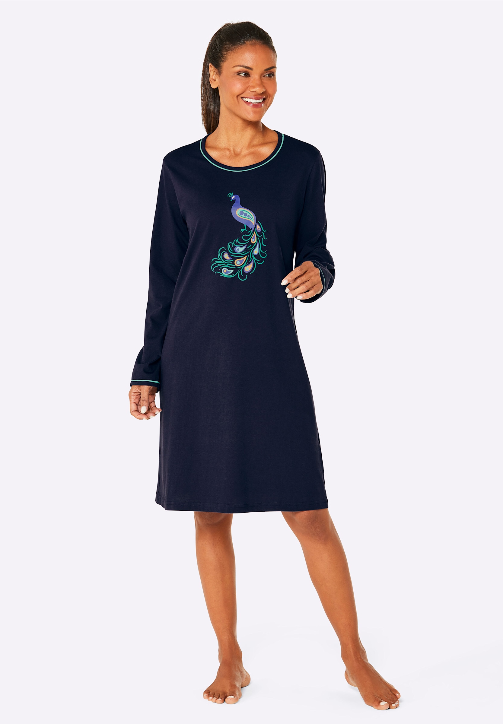 comtessa Schlafanzug »Sleepshirt Sleepshirts mit Pfau-Motiv« 1 Stk.