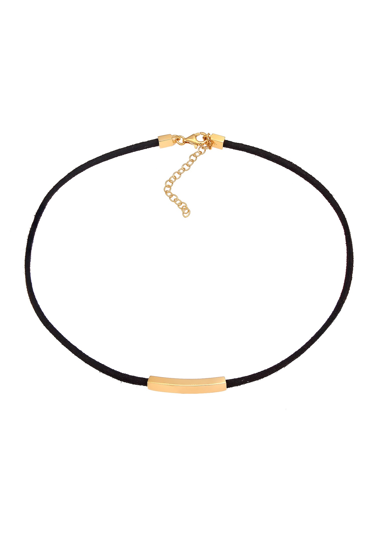Elli Choker »Halskette Textil Choker Band Platte Schwarz 925 Silber«
