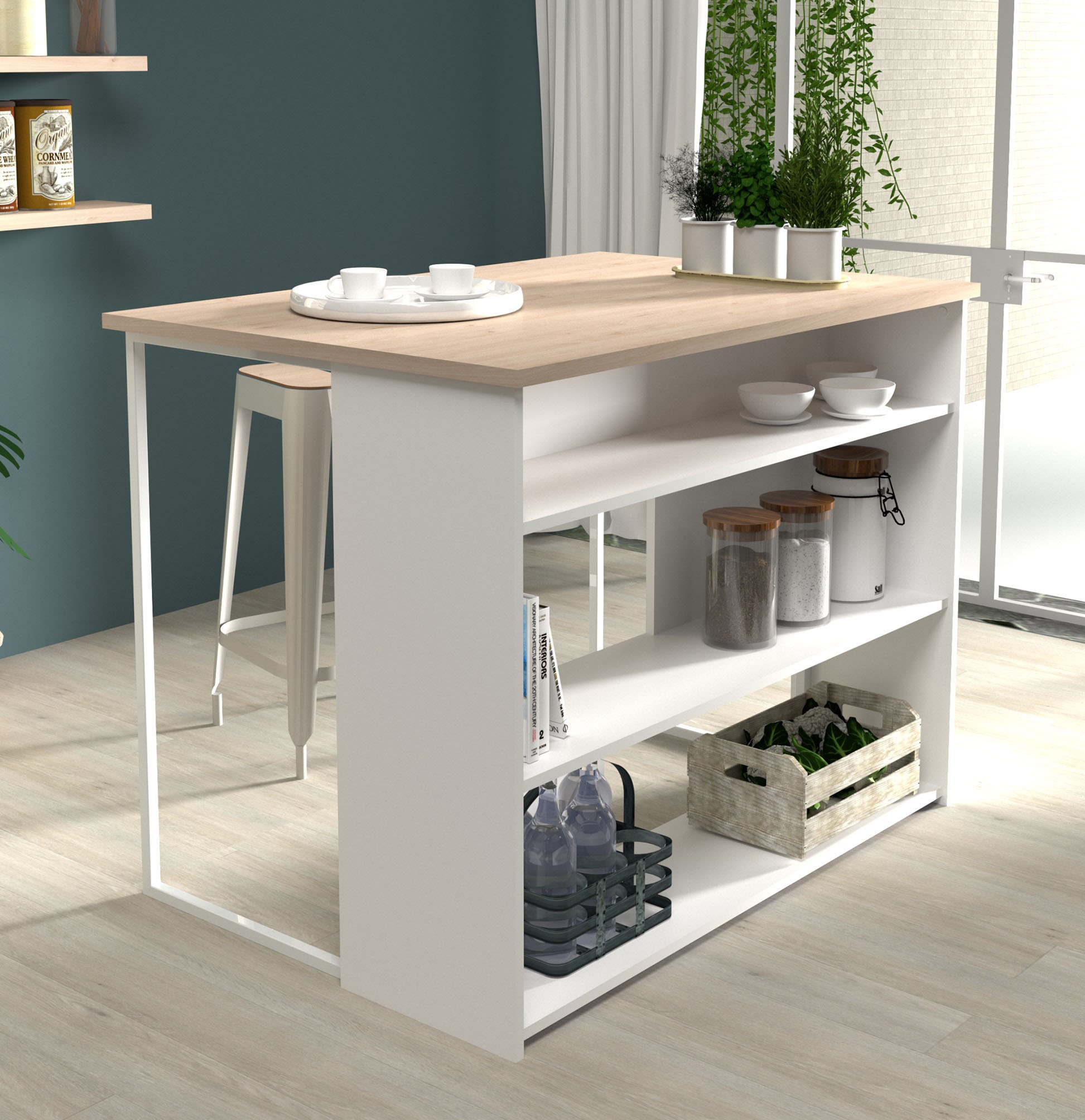 Parisot Schrank-Set »Socool 1, Theke und Küchenbuffet, Made in Europe, viel Stauraum«, (2 St.), TOPSELLER! Theke als Tresen nutzbar