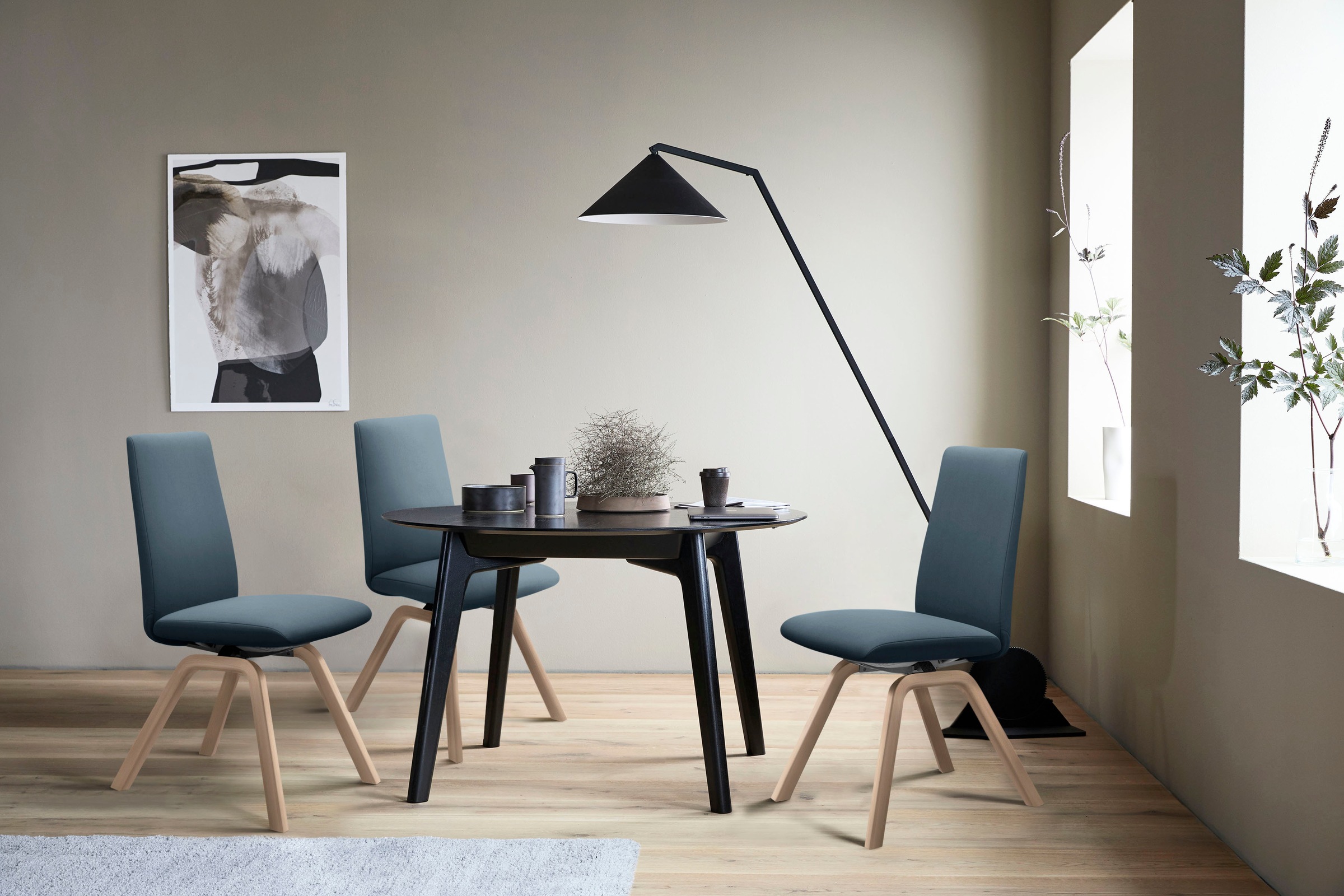Stressless® Polsterstuhl »Laurel«, Microfaser DINAMICA, Low Back, Größe M, mit schräggestellten Beinen in Eiche natur