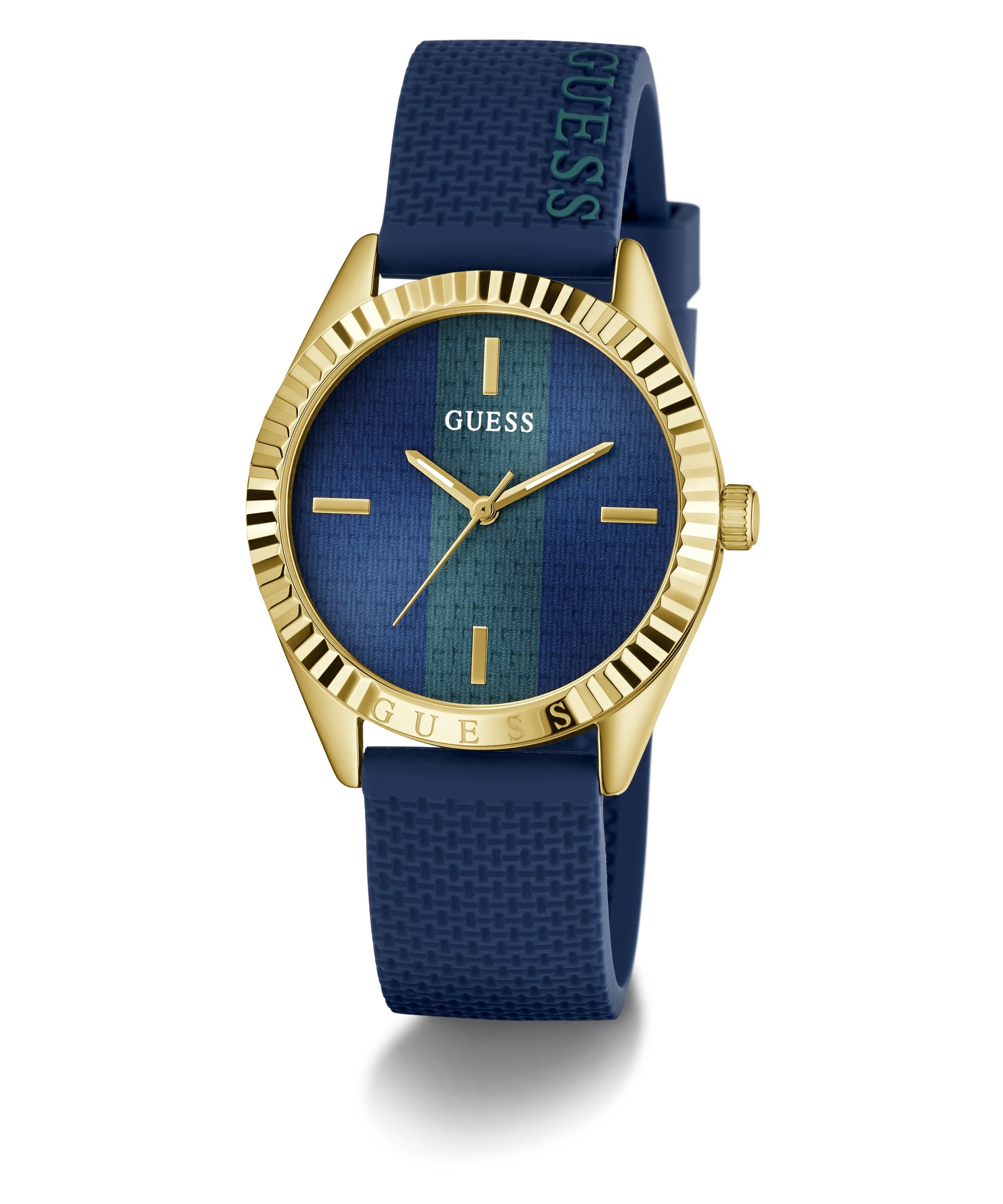 Guess Quarzuhr »CREW« Armbanduhr, Damenuhr, Silikonarmband, analog