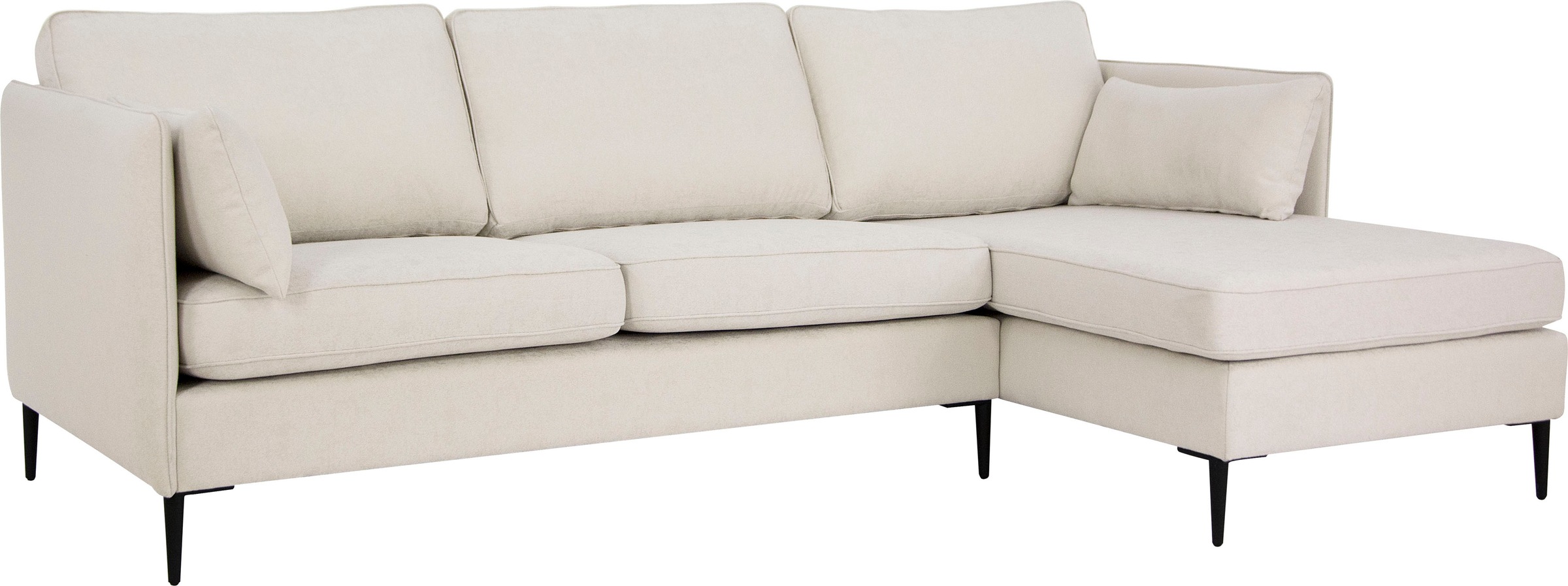 Leonique Ecksofa »Light L-Form«, inklusive loser Zierkissen, mit schmalen Armlehnen und Teleskopfüßen