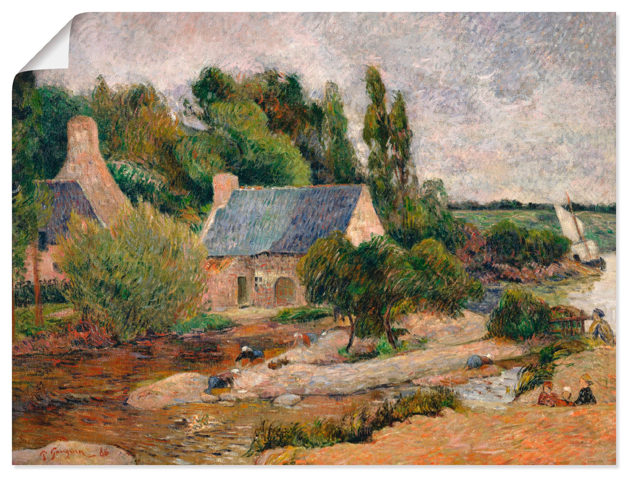 Artland Wandbild »Die Wäscherinnen in Pont-Aven«, Gewässer, (1 St.), in vielen Größen & Produktarten -Leinwandbild, Poster, Wandaufkleber / Wandtattoo auch für Badezimmer geeignet