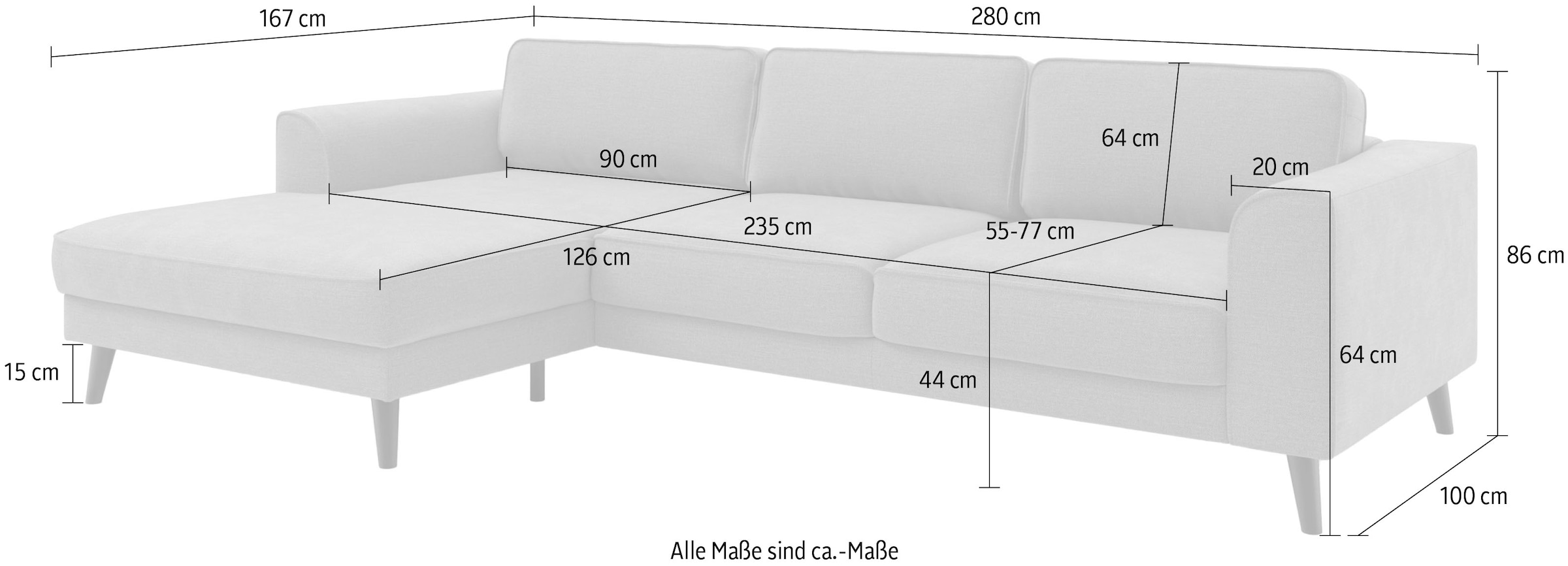 TRENDMANUFAKTUR Ecksofa »Lumber Jack, elegantes Designsofa, zeitlos modern, hoher Sitzkomfort« wahlweise mit Bettfunktion u. Bettkasten, L-Form