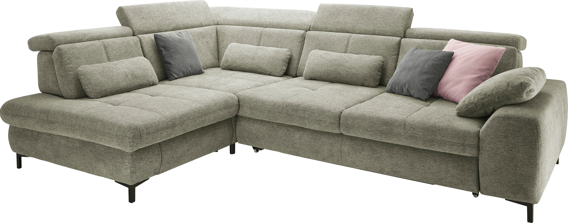 set one by Musterring Ecksofa »SO 3400 Sitzhöhe 47cm oder 49cm, Sitztiefe verstellbar, B/T 317/220 cm«, Kaltschaumpolsterung, Flachgewebe, whlw. mit weiteren Funktionen