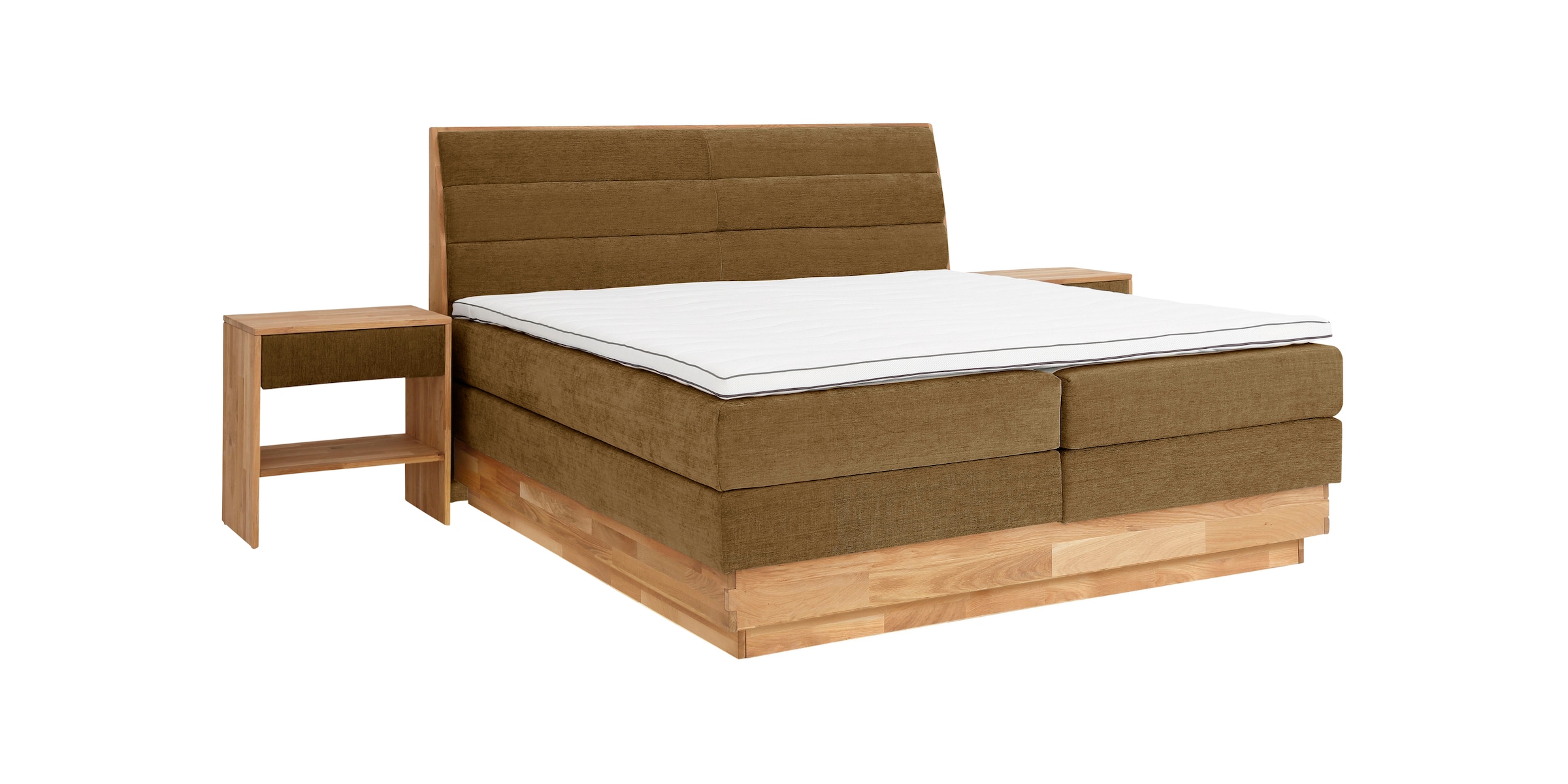 OTTO products Boxspringbett »Jenna«, ohne LED-Beleuchtung, mit zertifizierten, recycelten Bezugsstoffen