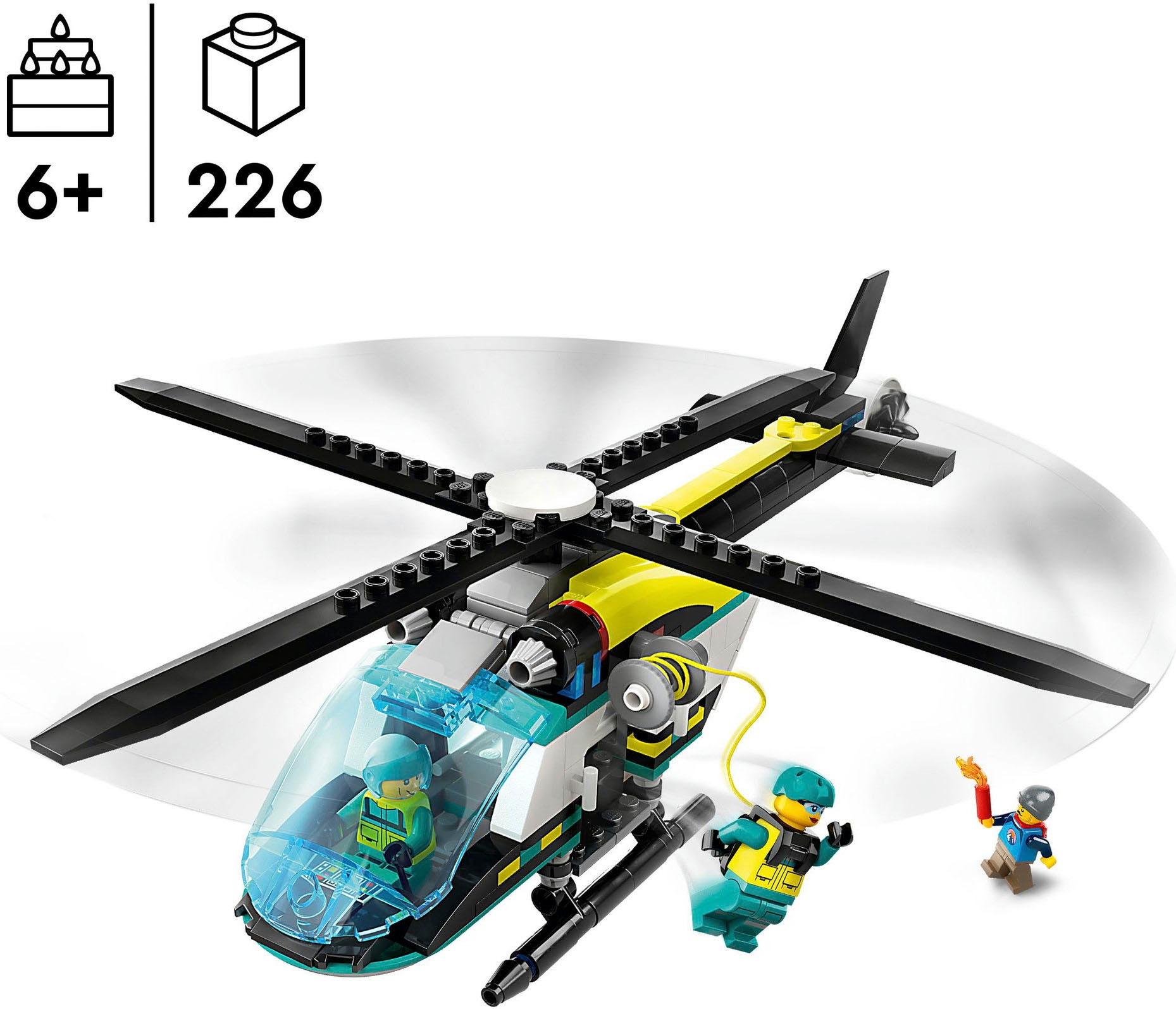 LEGO® Konstruktionsspielsteine »Rettungshubschrauber (60405), LEGO City«, (226 St.), Made in Europe