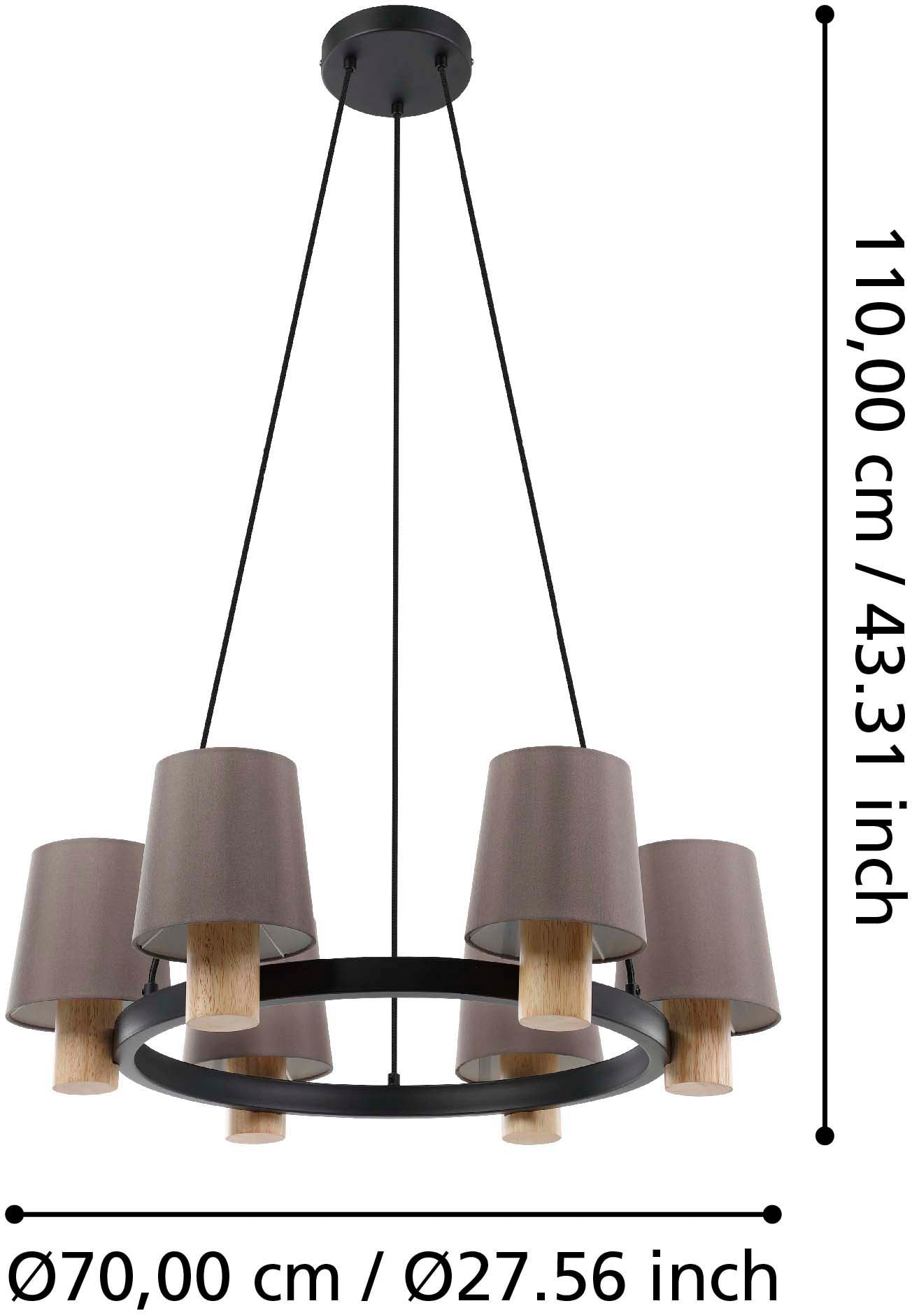EGLO Hängeleuchte »EDALE«, Leuchtmittel E27 | Leuchtmittel wechselbar-ohne Leuchtmittel, Hängeleuchte in schwarz und braun aus Stahl, Holz - exkl. E27 - 40W