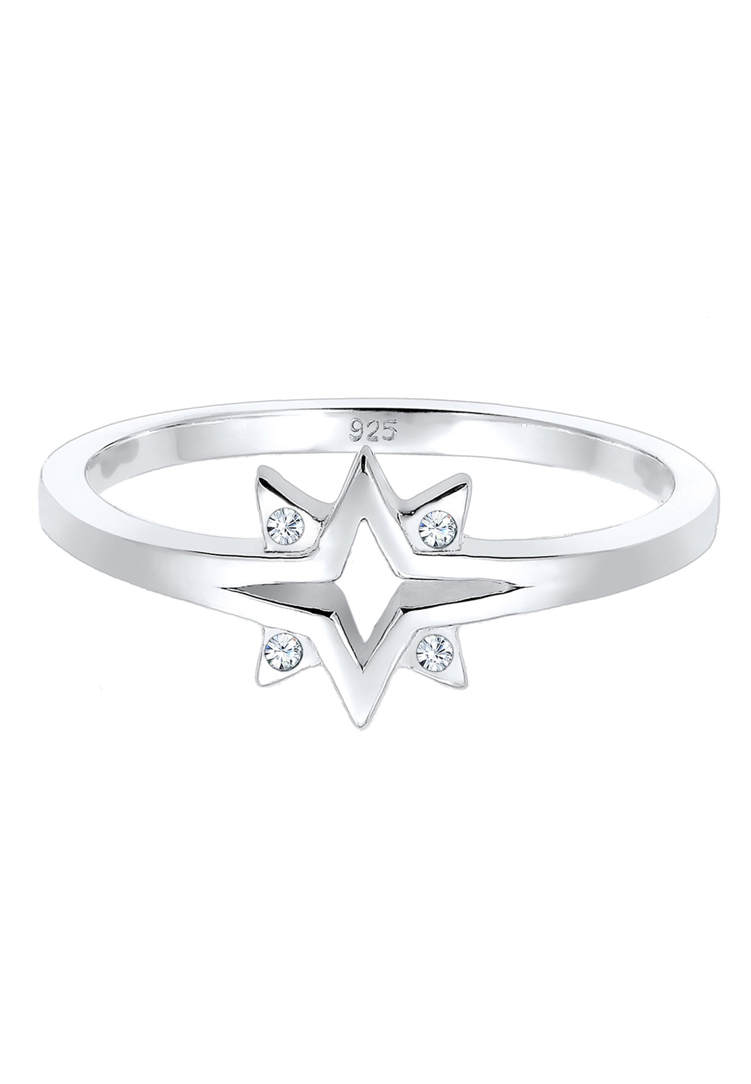 Elli Silberring »Ring Stern Glas Kristalle Weiß 925 Sterling Silber«