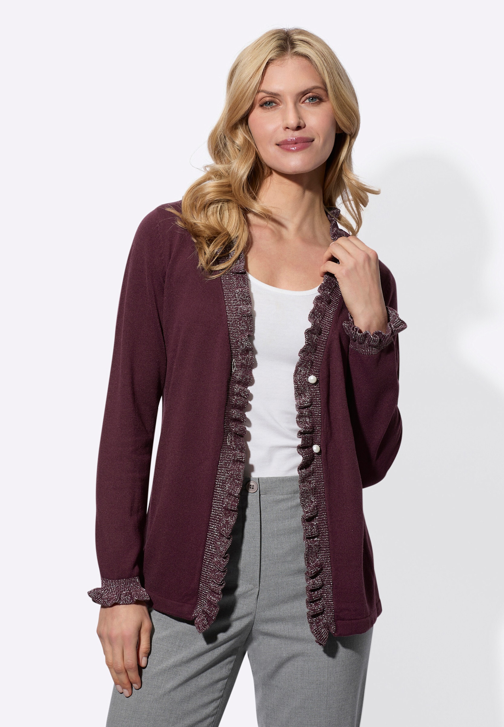 Sieh an! Strickjacke »Strickjacke Strickjacke mit Rüschen«