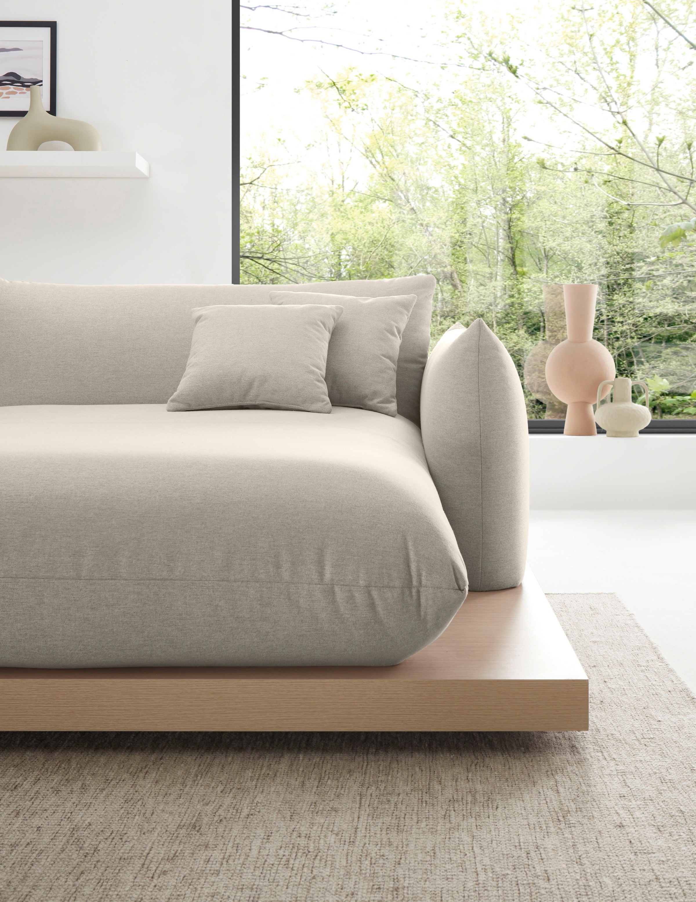 OTTO home Ecksofa »Kalix L-Form, 323 cm - OTTO. Verlässliche Qualität.« Designsofa, auf Holzplateau, Strukturstoff, hoher Sitzkomfort