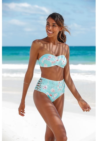 Sunseeker Highwaist-Bikini-Hose »Ditsy«, mit Häkelkante und seitlichen Zierbändern kaufen