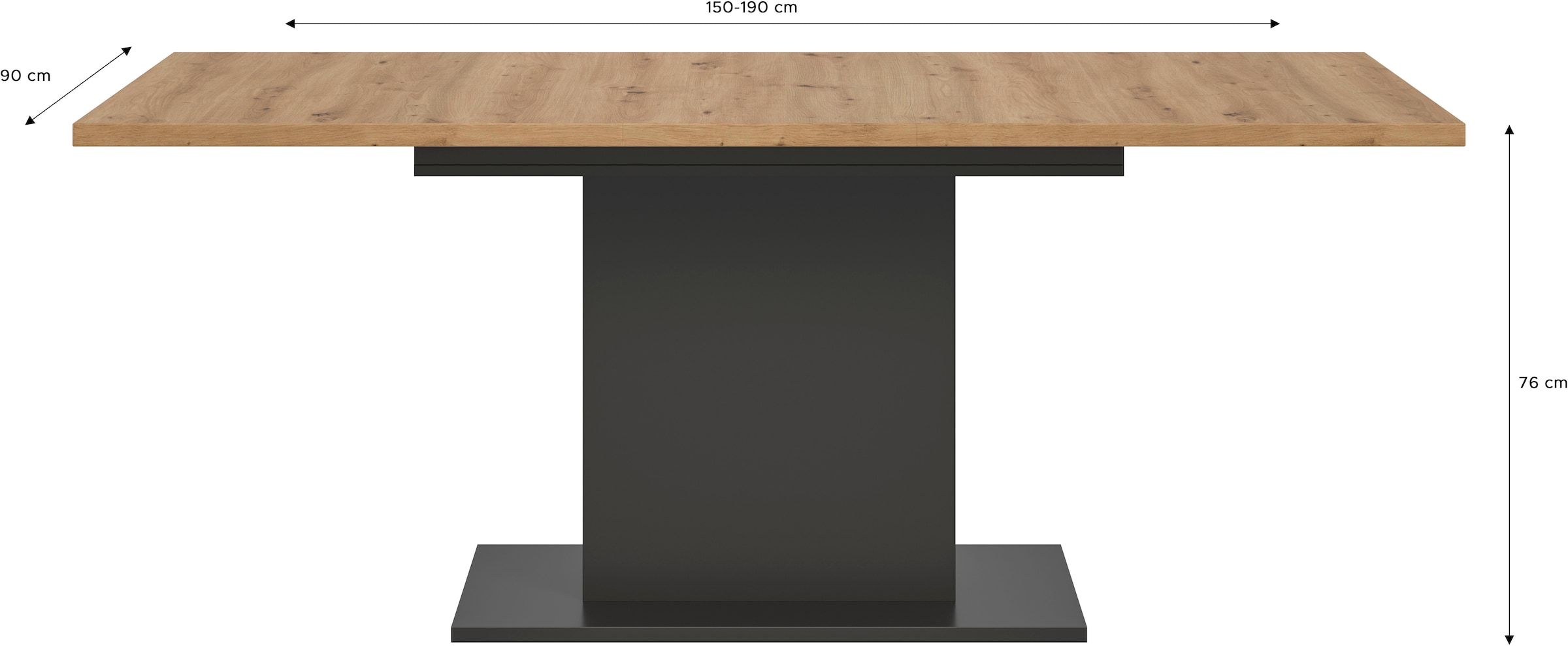 Home affaire Esstisch »Motus, ausziehbar 150 -190 cm, inklusive 40 cm Einlegeplatte« Set, 1 Stk. tlg. Säulengestell mit Bodenplatte, Tisch, Küchentisch, Esszimmer, Küche