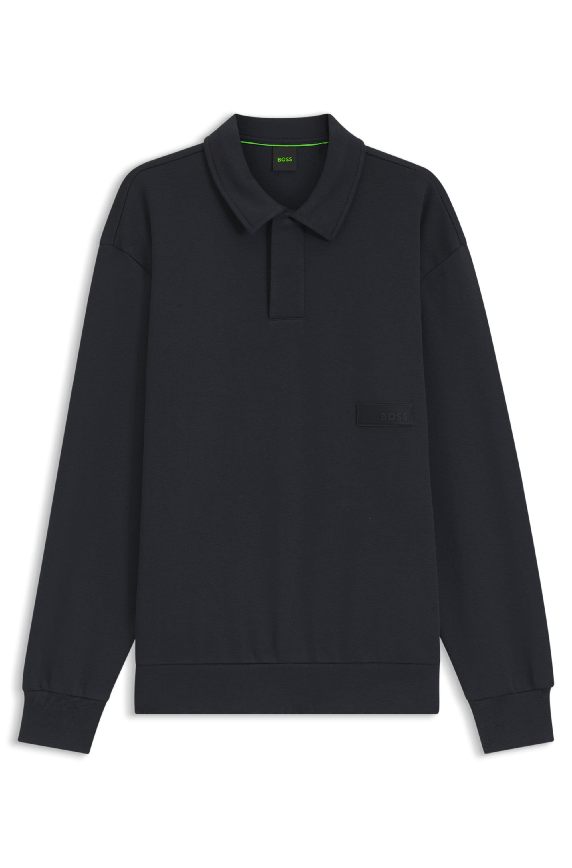 BOSS GREEN Sweatshirt , Polokragen und verdeckte Knopfleiste, Relaxed Fit
