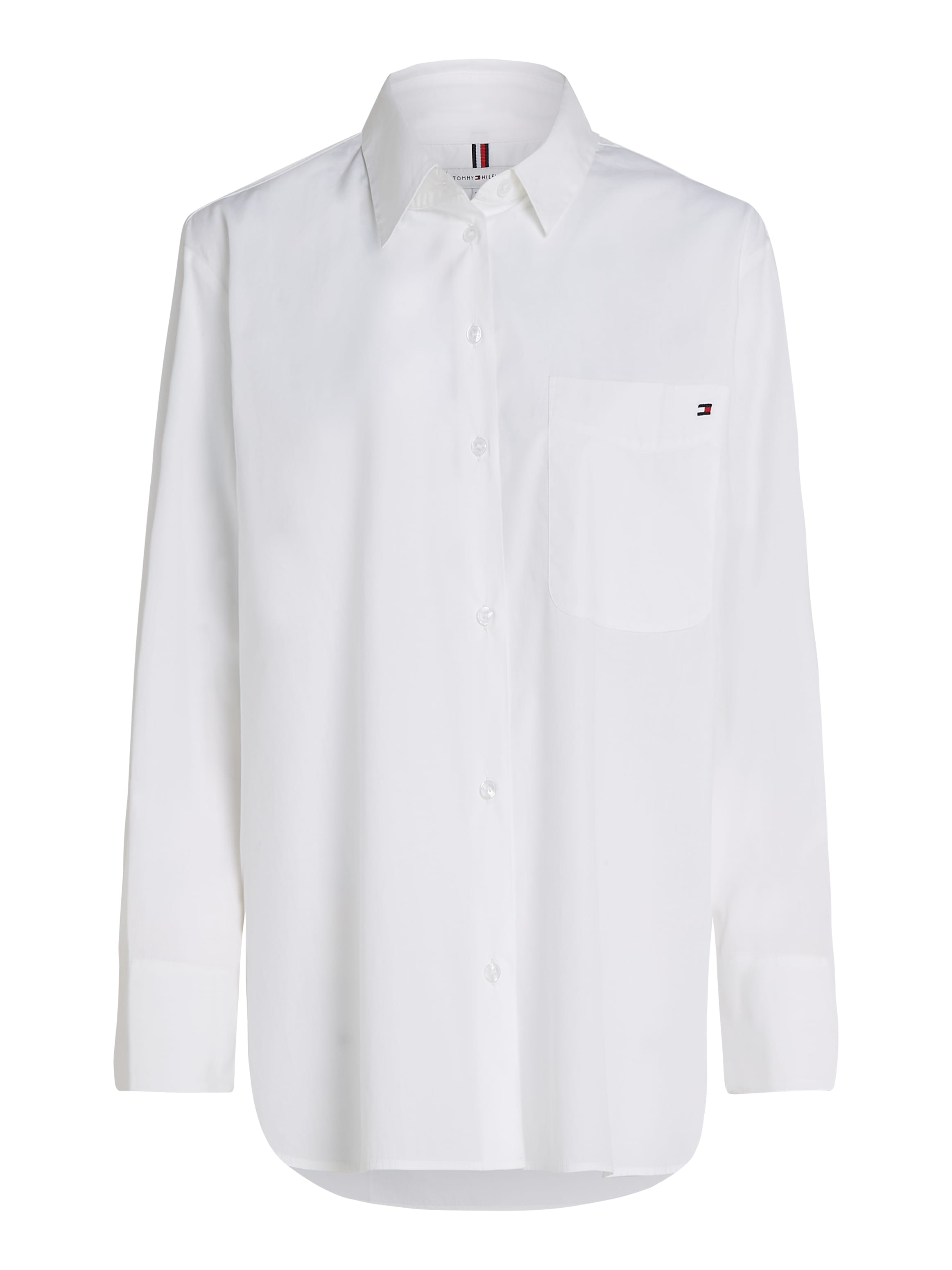 Tommy Hilfiger Hemdbluse »SOLID COTTON EASY FIT SHIRT«, mit Brusttasche