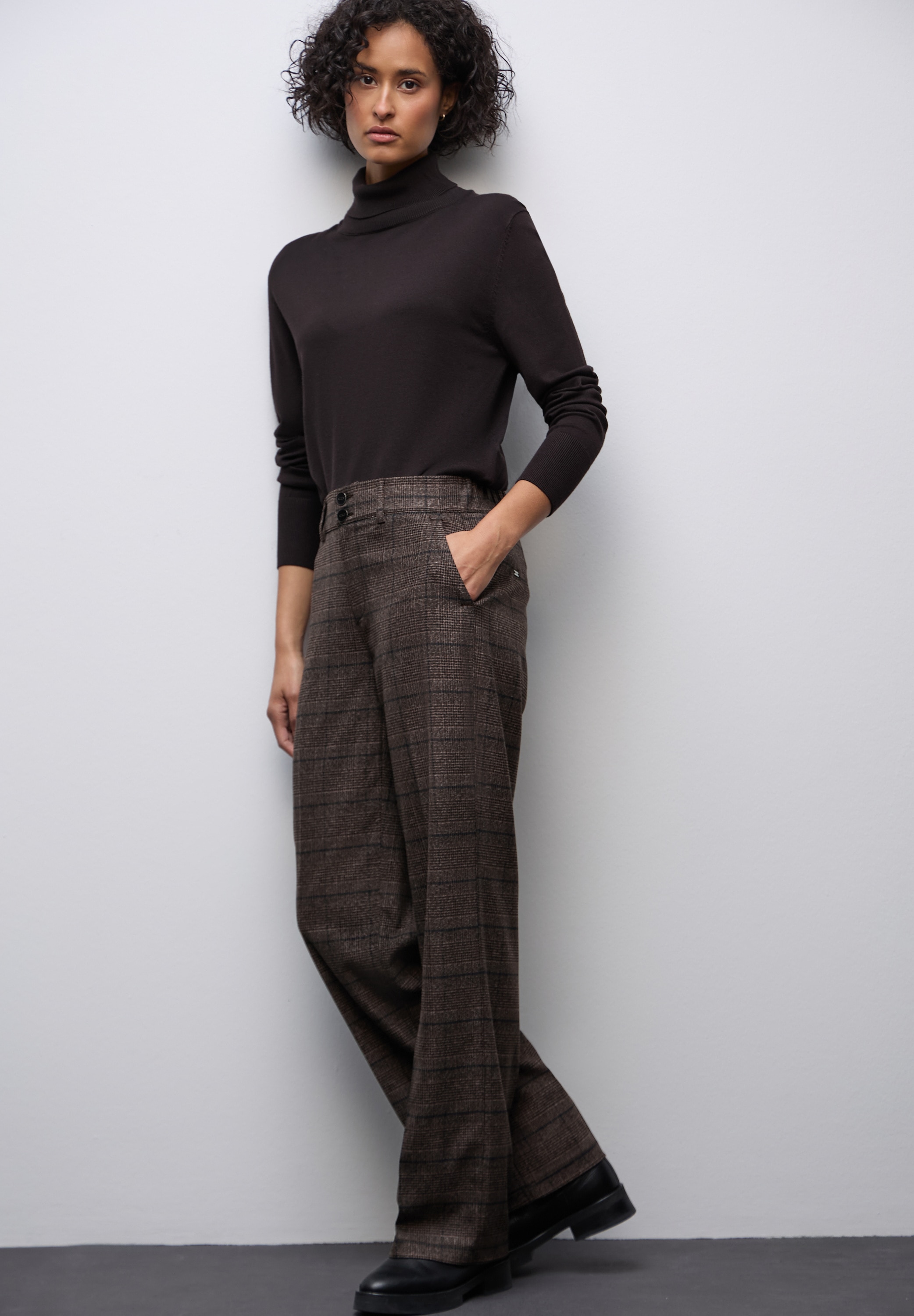 STREET ONE Stoffhose  mit Karo Muster