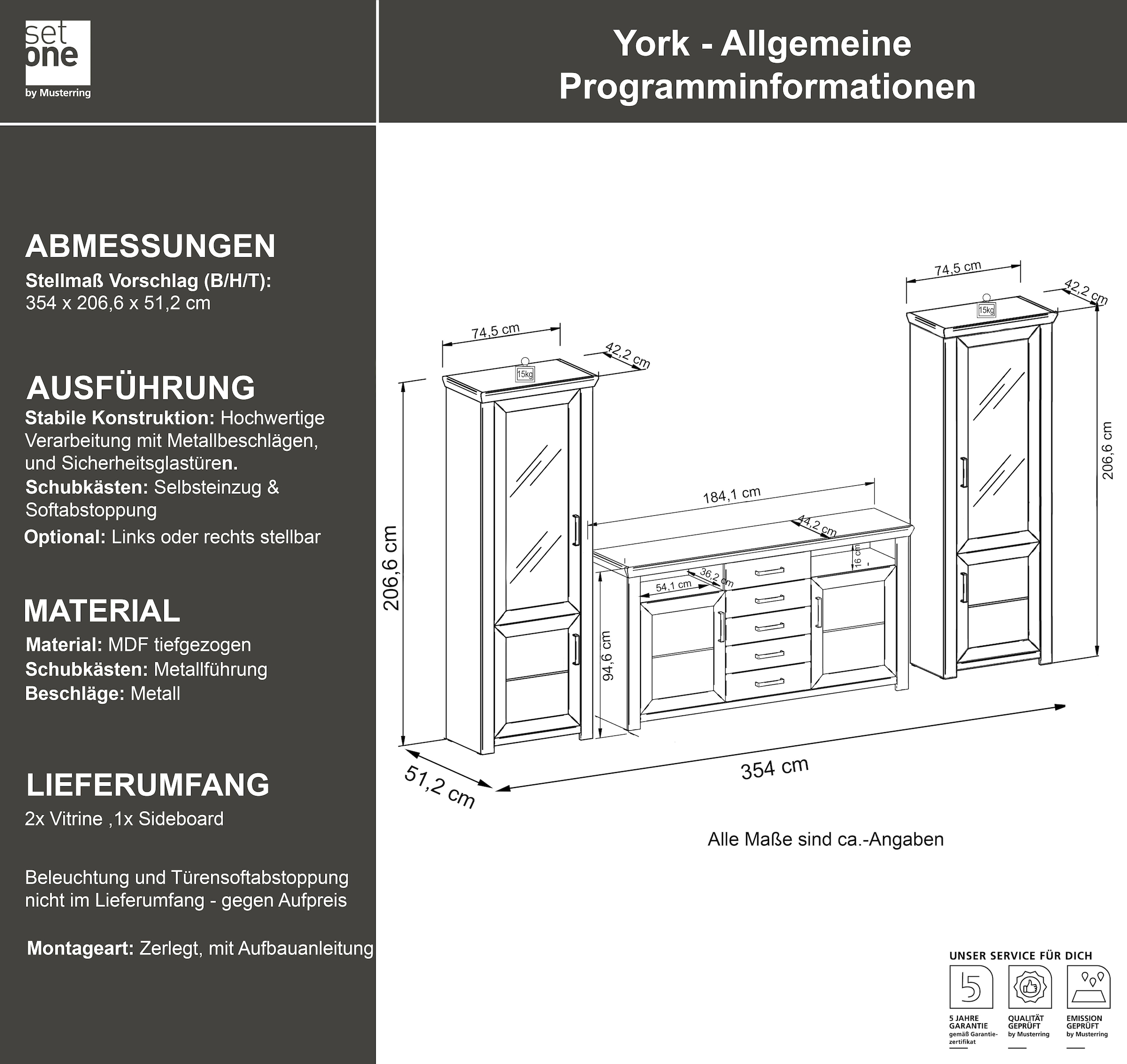 set one by Musterring Wohnwand »York« Set, 3 Stk. tlg.