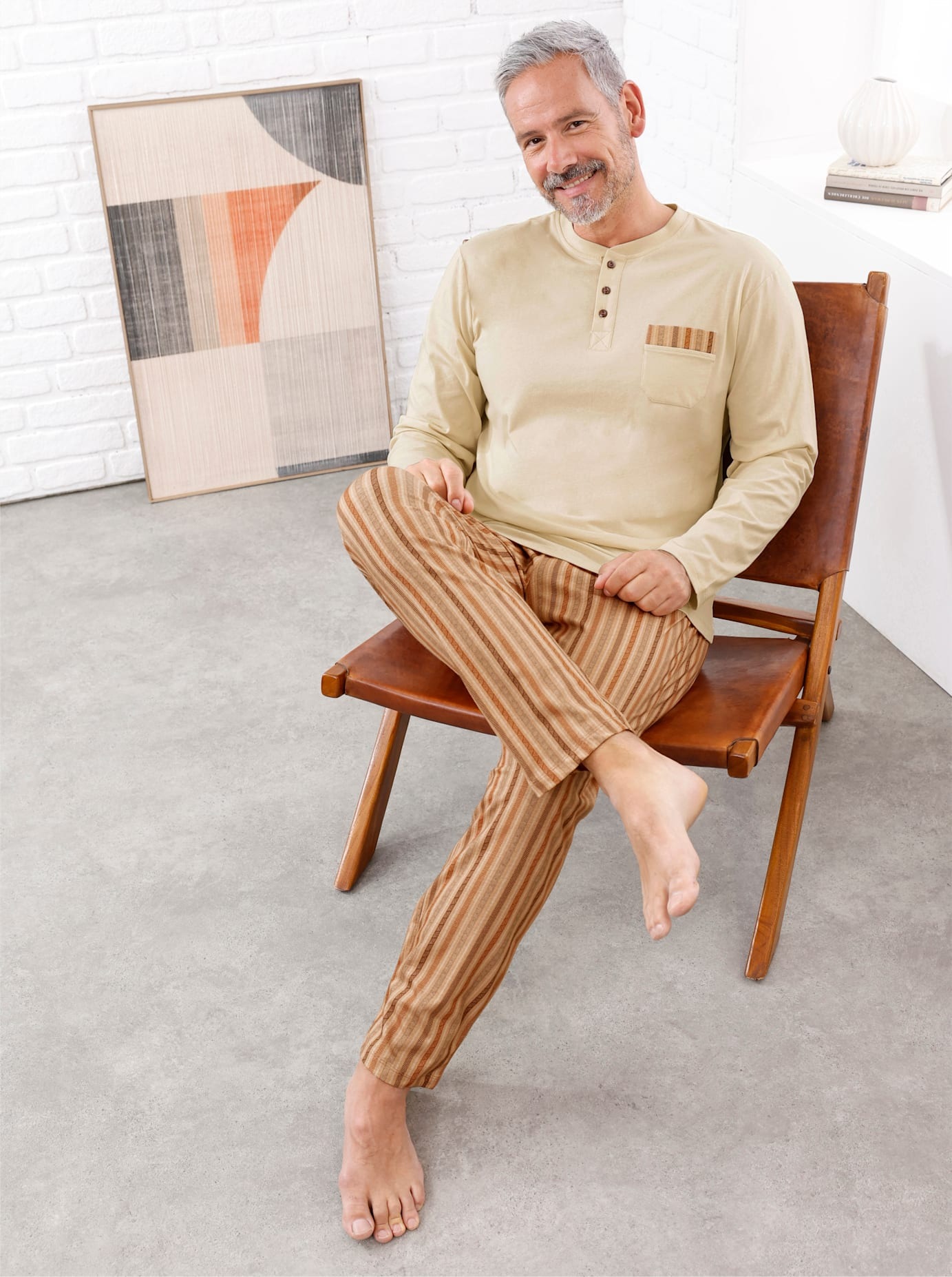 Kings Club Herren Schlafanzug in beige, Größe 56/58