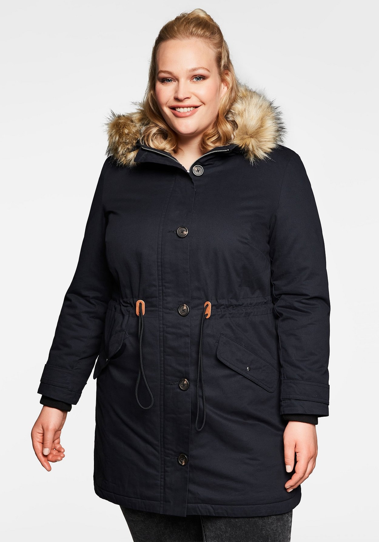 Parka »Parka aus Baumwolle, mit Teddyfutter«, mit Kapuze, aus Baumwolle, mit Teddyfutter