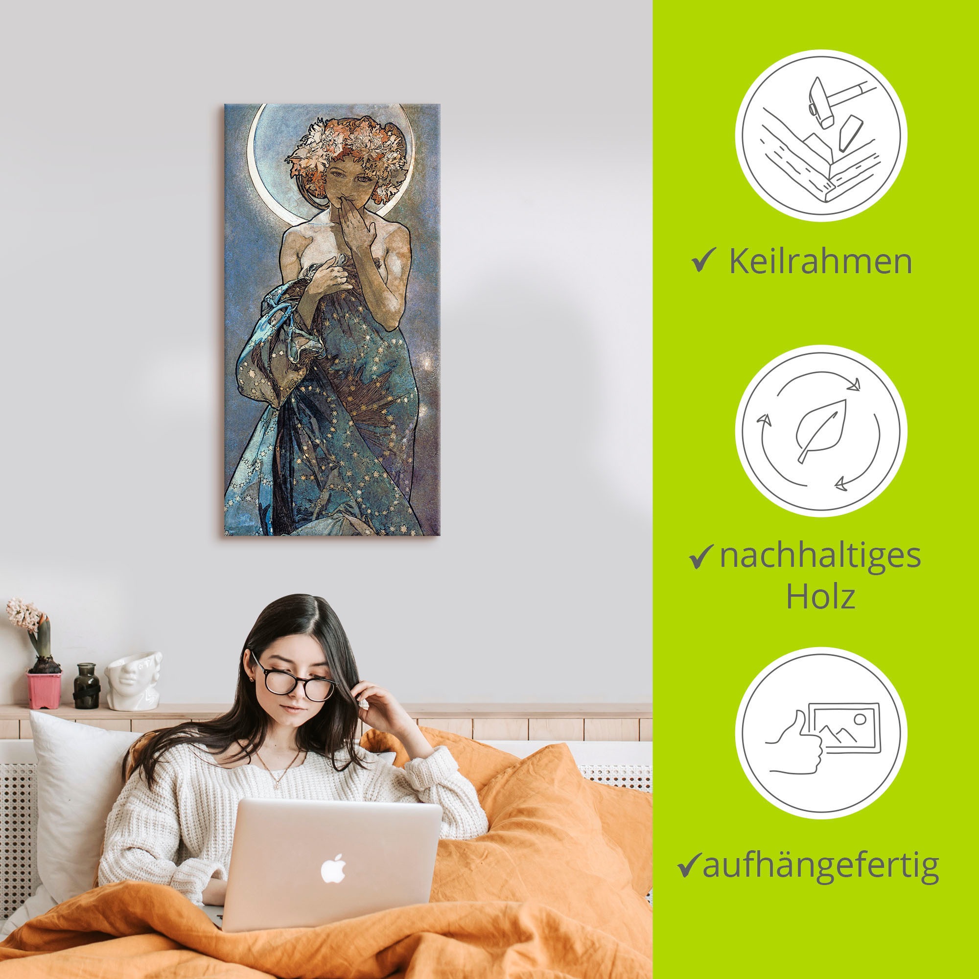 Artland Wandbild »Sterne Der Mond 1902«, Frau, (1 St.), als Alubild, Outdoorbild, Leinwandbild, Poster, Wandaufkleber