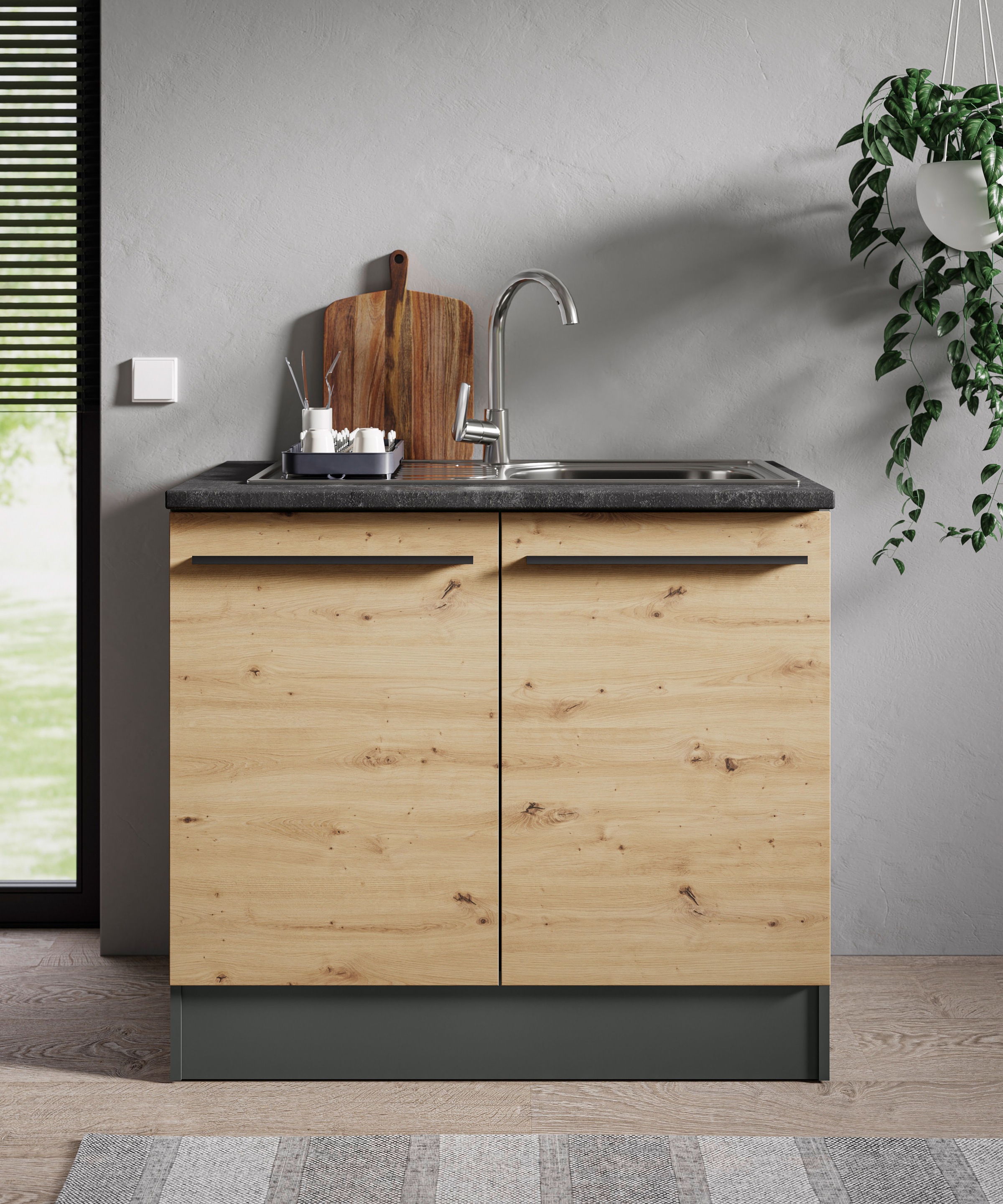 BASIC by Balculina Spülenschrank »Jazz B/T/H 100x60x90 cm« 1 Stk. tlg. Breite 100cm, Melaminbeschichtung