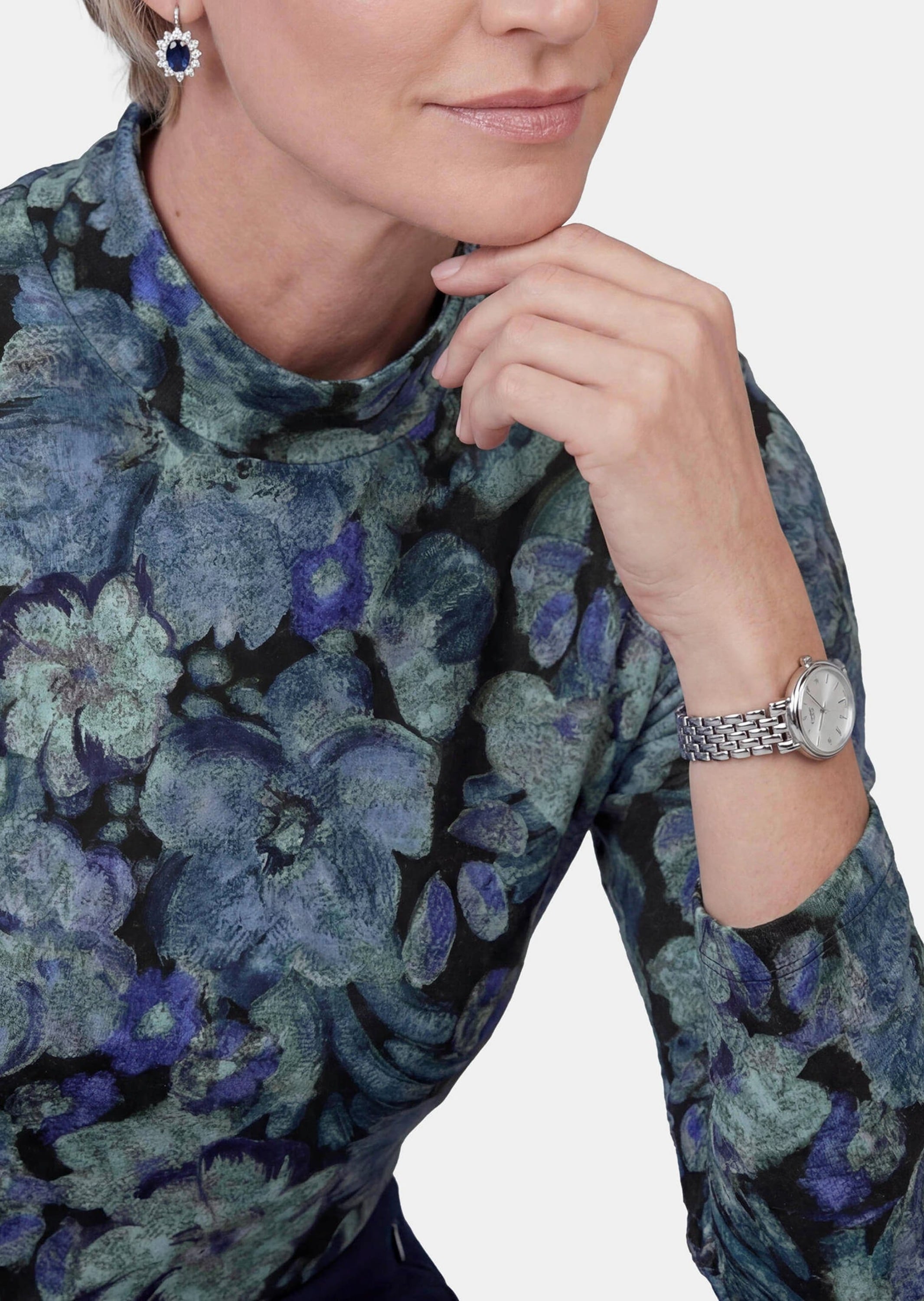 GOLDNER Print-Shirt »Langarmshirt mit Blumen« stretchbequemer Flausch-Jersey