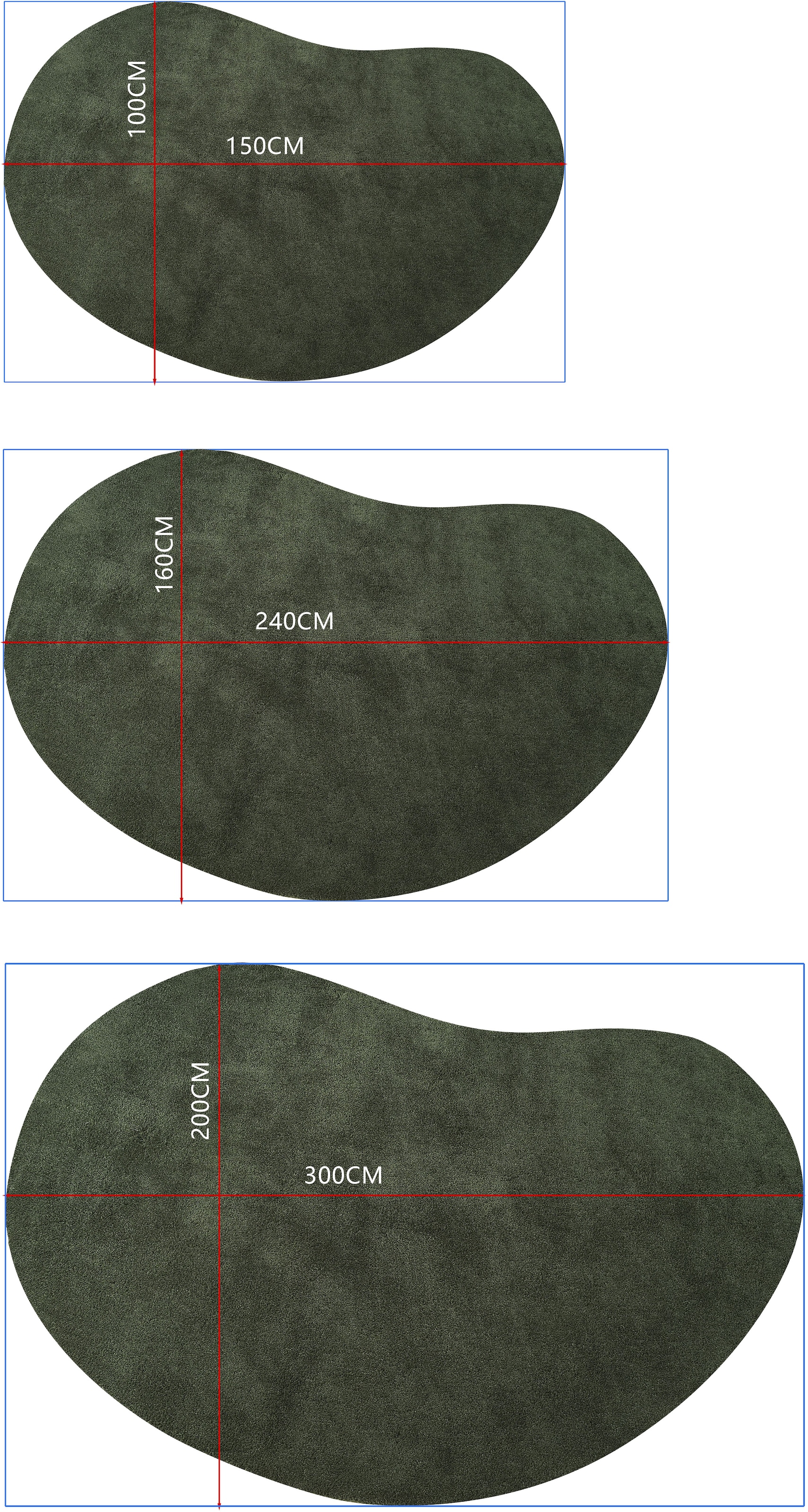 LeGer Home by Lena Gercke Hochflor-Teppich »Halrum, einfarbig, besondere Form, modern« organische Form, bean shape, kuschelig, Wohnzimmer, Schlafzimmer