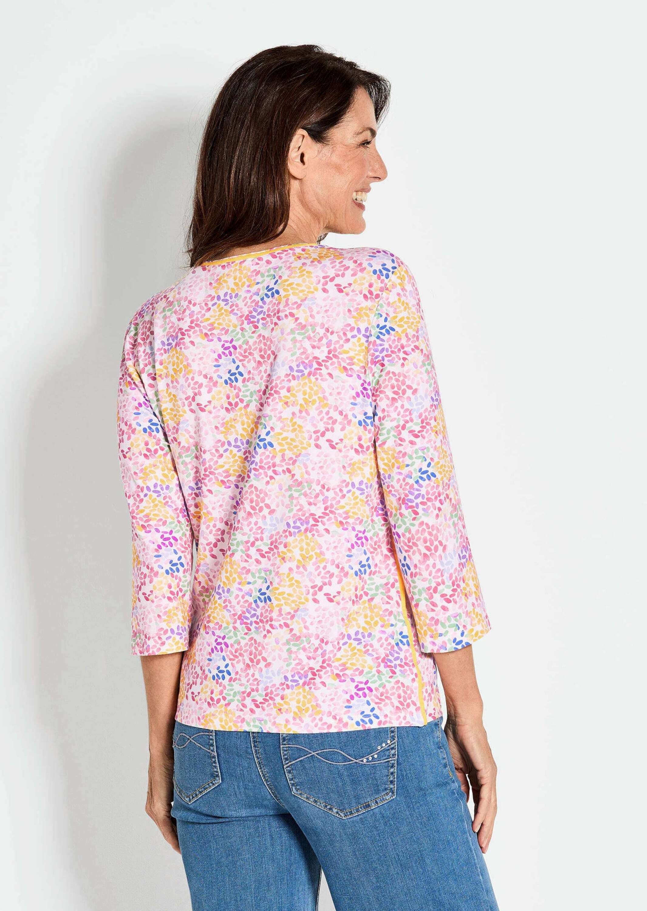 GOLDNER Print-Shirt »Elastisches Viskoseshirt mit mehrfarbigem Alloverdruck und Rundhalsausschnitt«