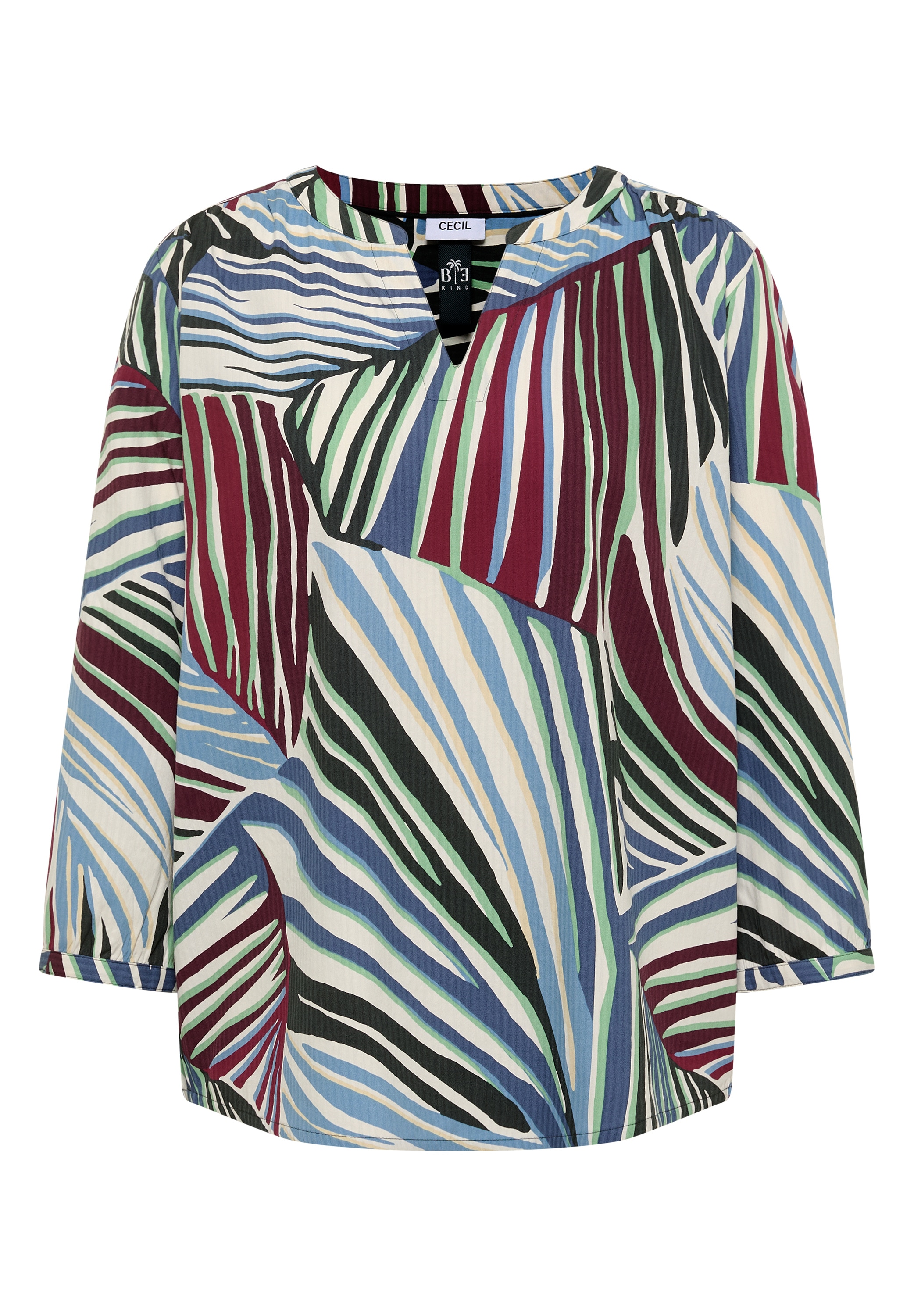 Cecil Druckbluse 3/4-Arm Seersucker-Bluse mit grafischem Multicolor Muster