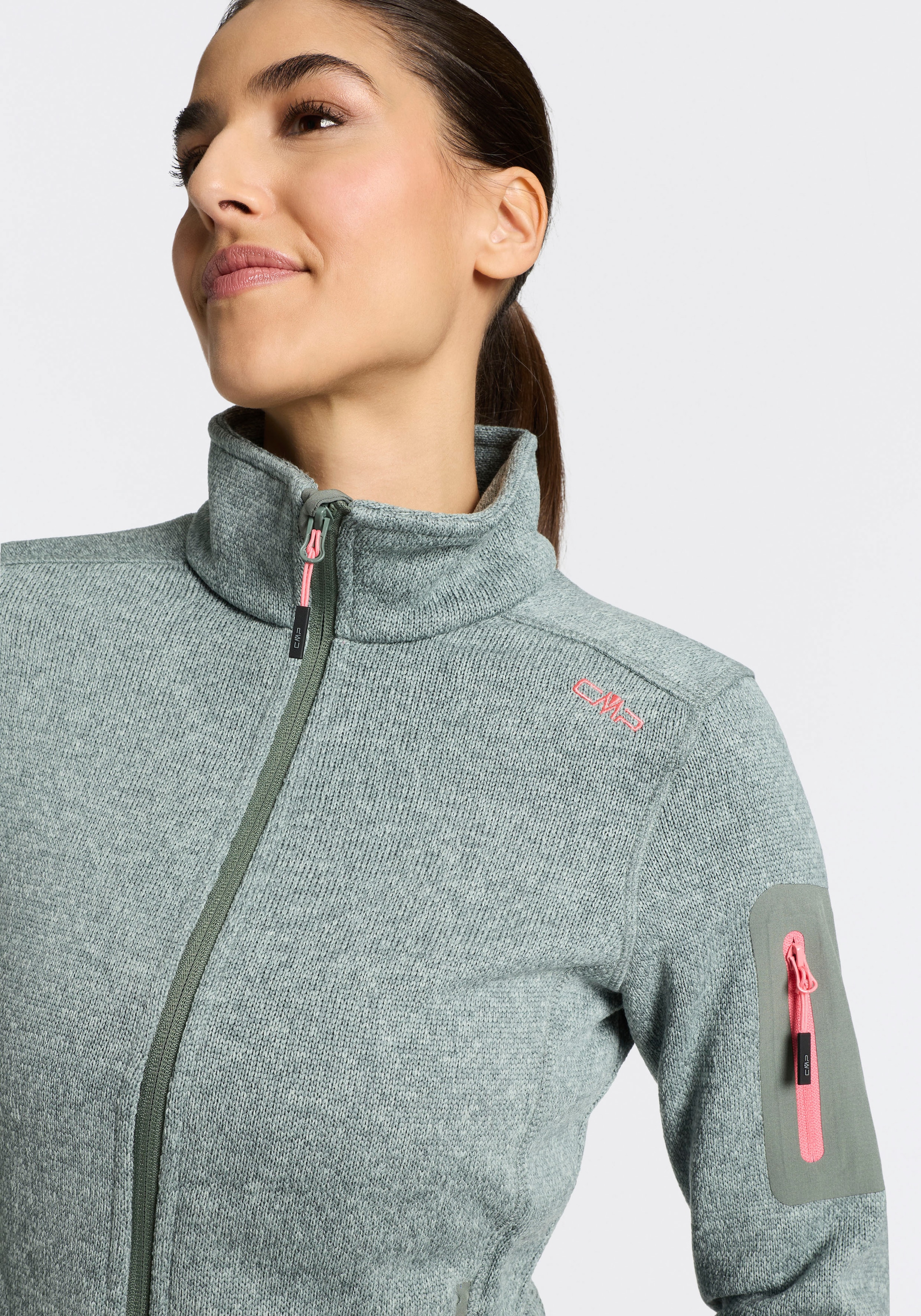 CMP Strickfleecejacke »KNITTED MELANGE FLEECE WOMAN JACKET« Wärmeisolierend & Schnell trocknend & Atmungsaktiv, Übergangsjacke