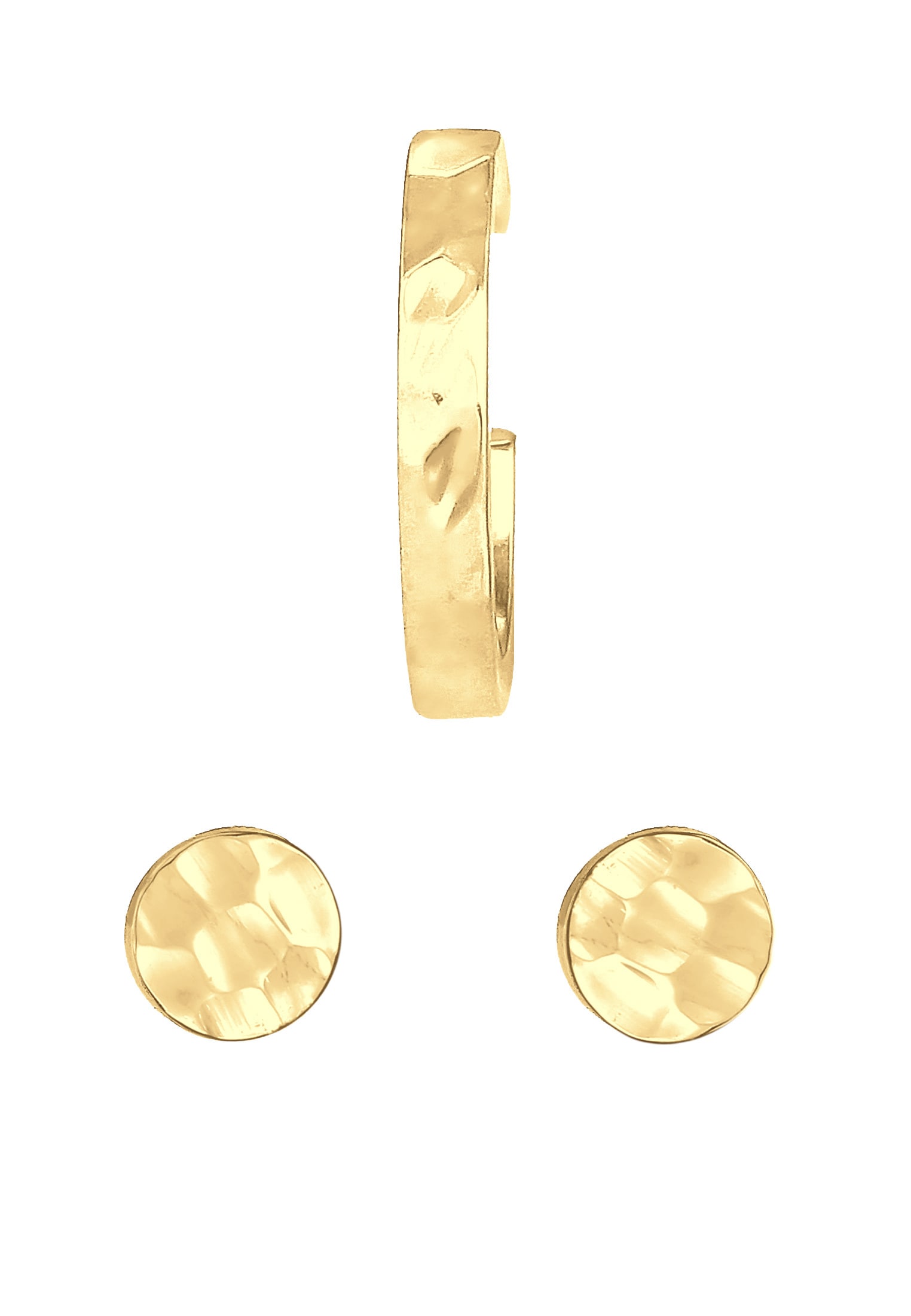 Elli Ohrstecker-Set »Ohrringe Stecker Earcuff Rund Gehämmert 2er Set 925 Silber«