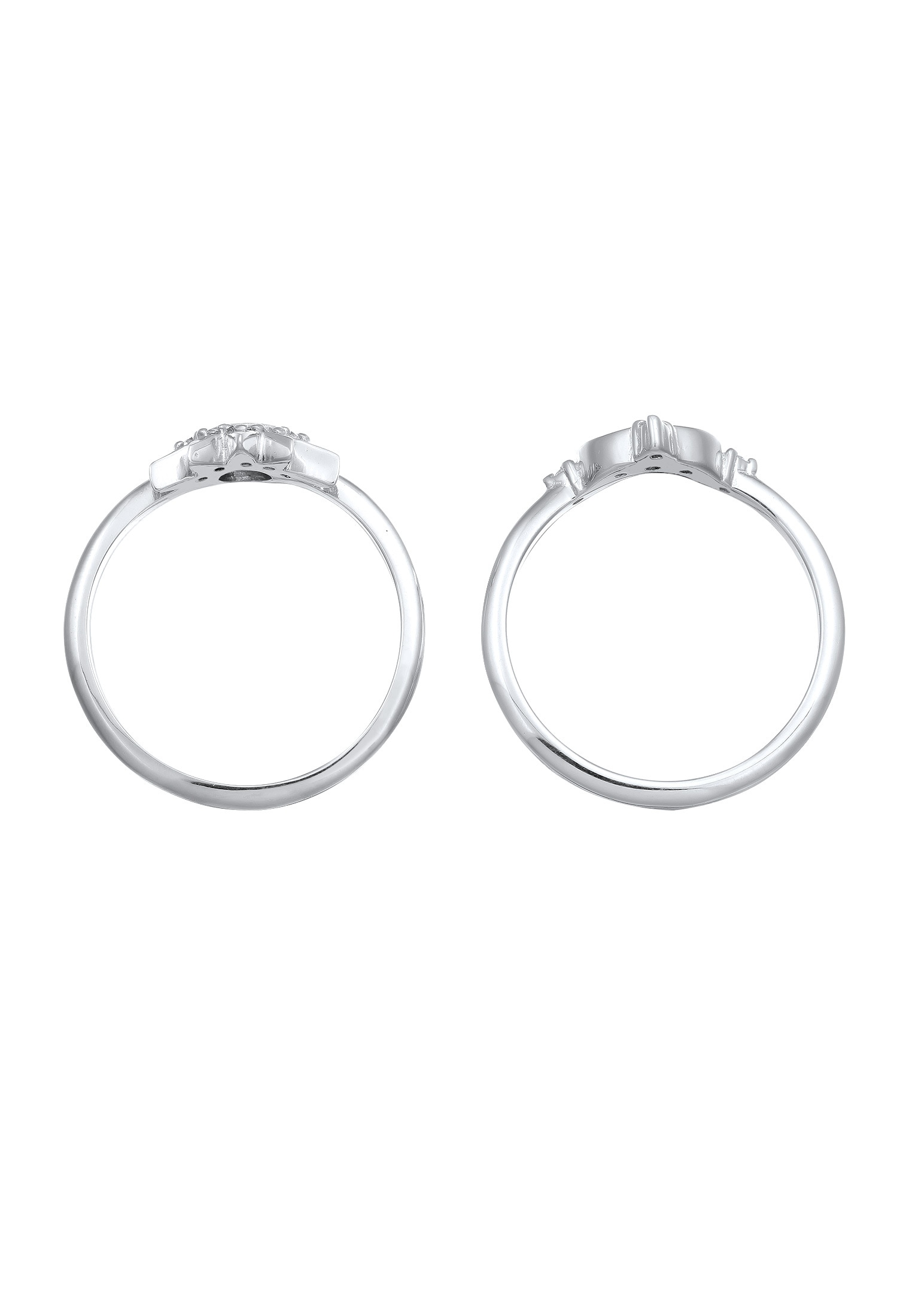 Elli Ring-Set »Ring Mond Sonne Zirkonia 2er Set 925 Sterling Silber vergoldet«