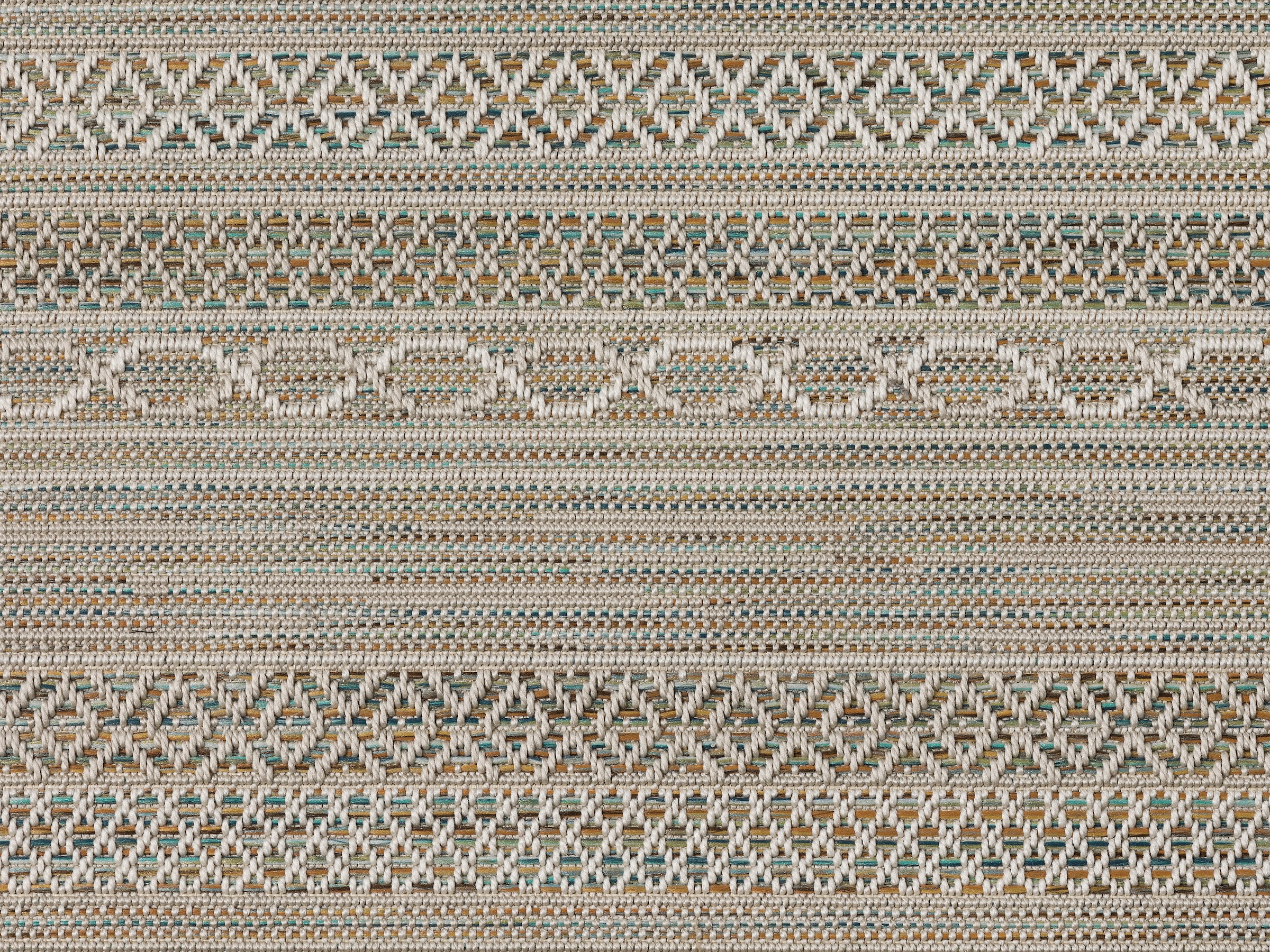 Dekowe Teppich »Joy Barbados beig« rechteckig 10 mm Höhe meliert, gestreift, Rauten, mit Bordüre, In- und Outdoor geeignet