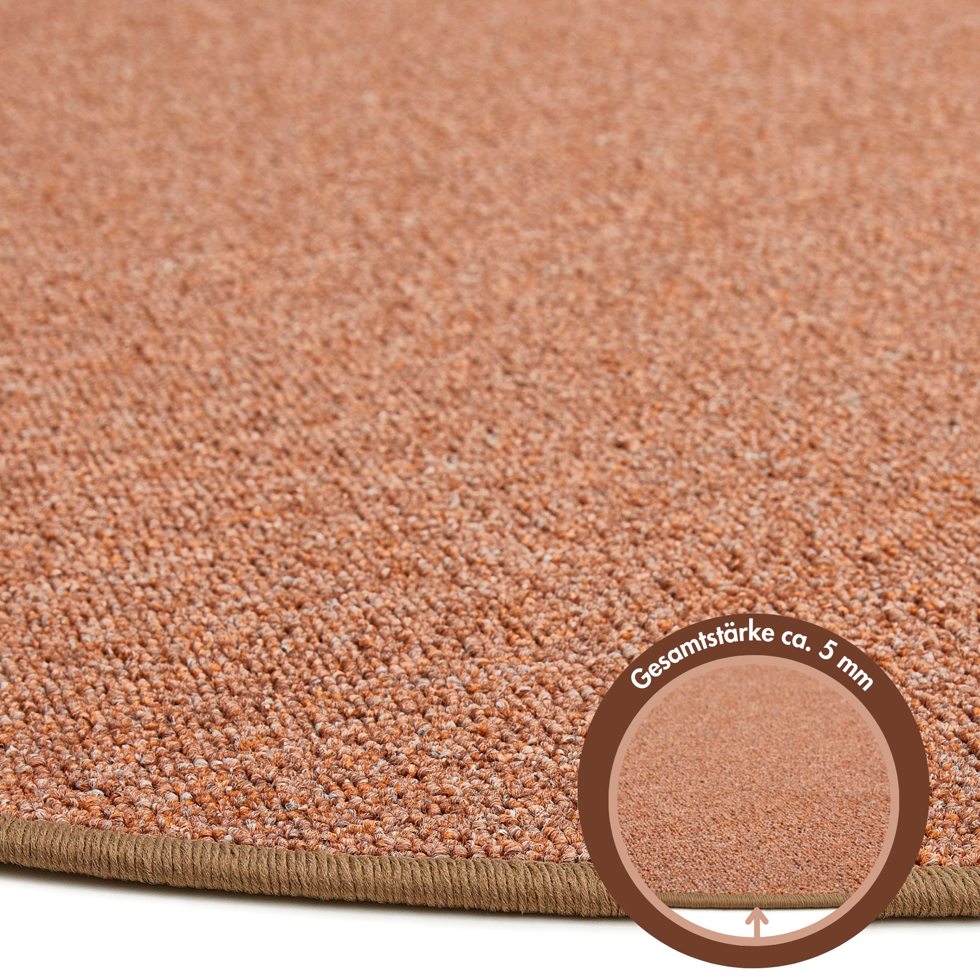 Andiamo Teppich »Luton, Made in Germany«, rund, 5 mm Höhe, melierte Optik, ideal im Wohnzimmer & Schlafzimmer