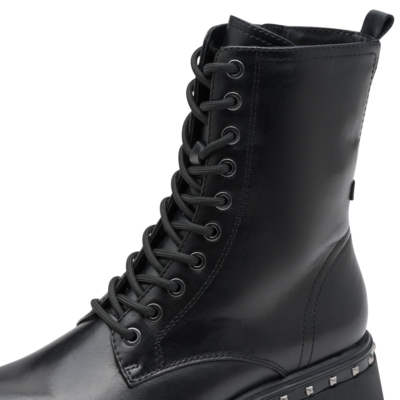 Tamaris Schnürboots  , Blockabsatz, Plateau, Schnürstiefelette mit Nieten am Sohlenrand