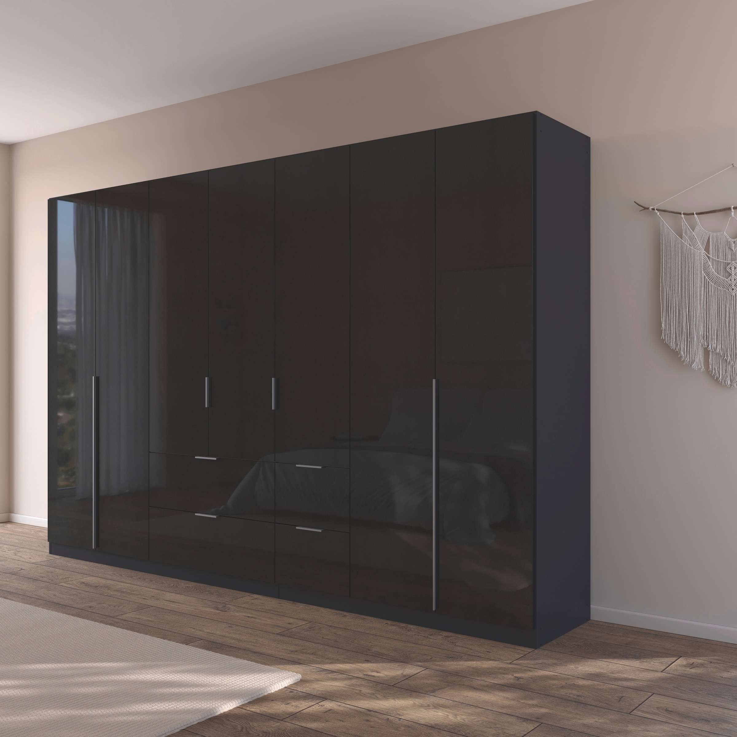 rauch Drehtürenschrank »Kleiderschrank Schrank Garderobe AGORDO mit Dekor- oder Hochglanzfront«, (in zwei Griff-Farben mit Dekor- oder Hochglanzfront), mit Außenschubkästen, in 6 Breiten und 2 Höhen MADE IN GERMANY