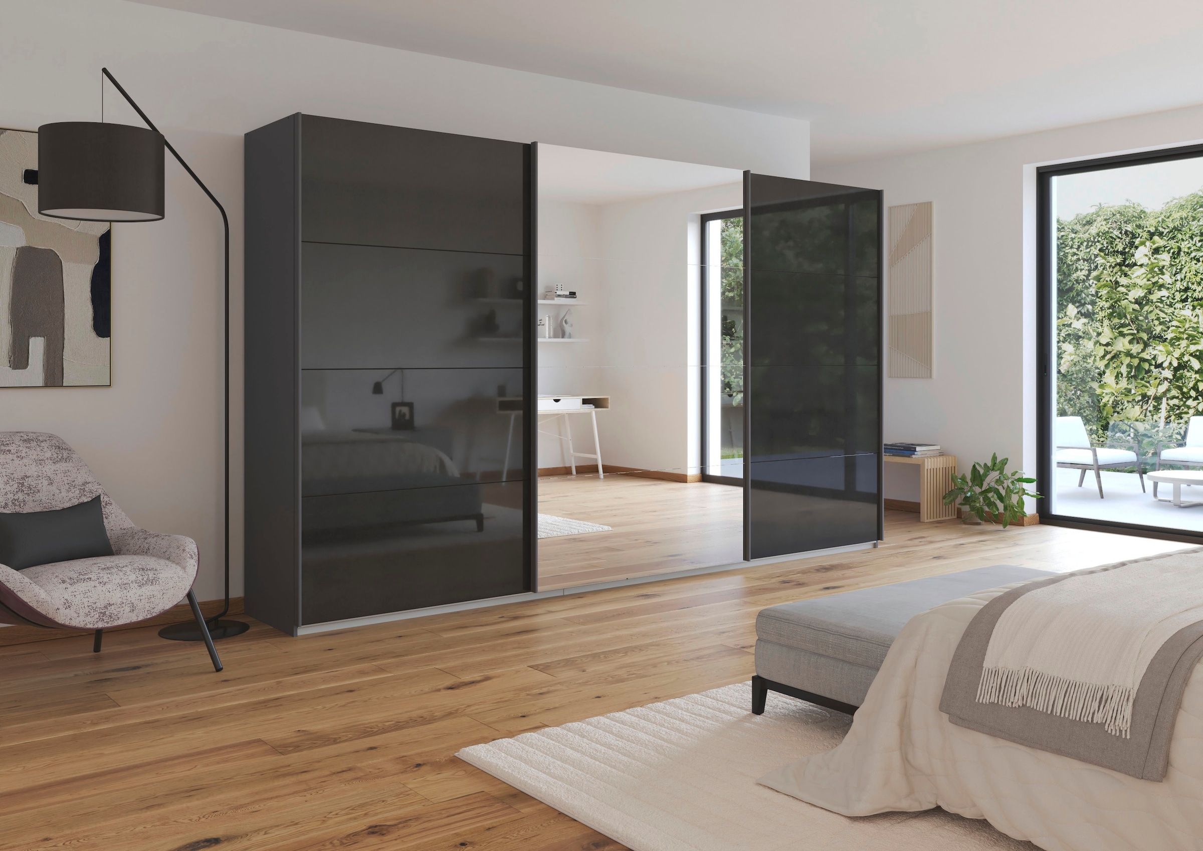rauch Schwebetürenschrank »Kleiderschrank Schrank Garderobe AGORDO«, (in zwei Griff-Farben), Top Innenausstattung, in 4 Breiten und 2 Höhen MADE IN GERMANY