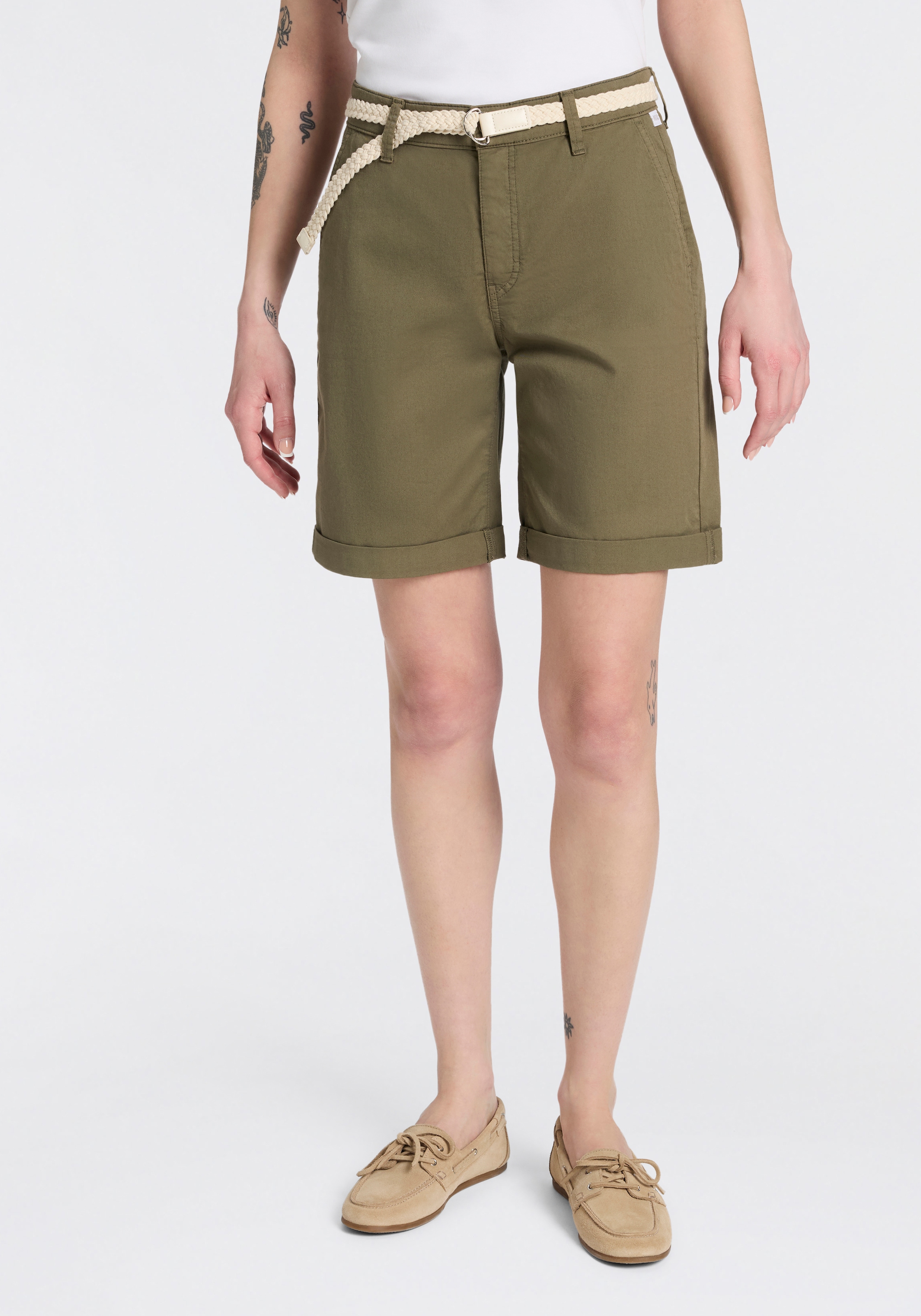 MAC Chinoshorts »CHINO SHORTS belt«  inklusive Flecht- Gürtel