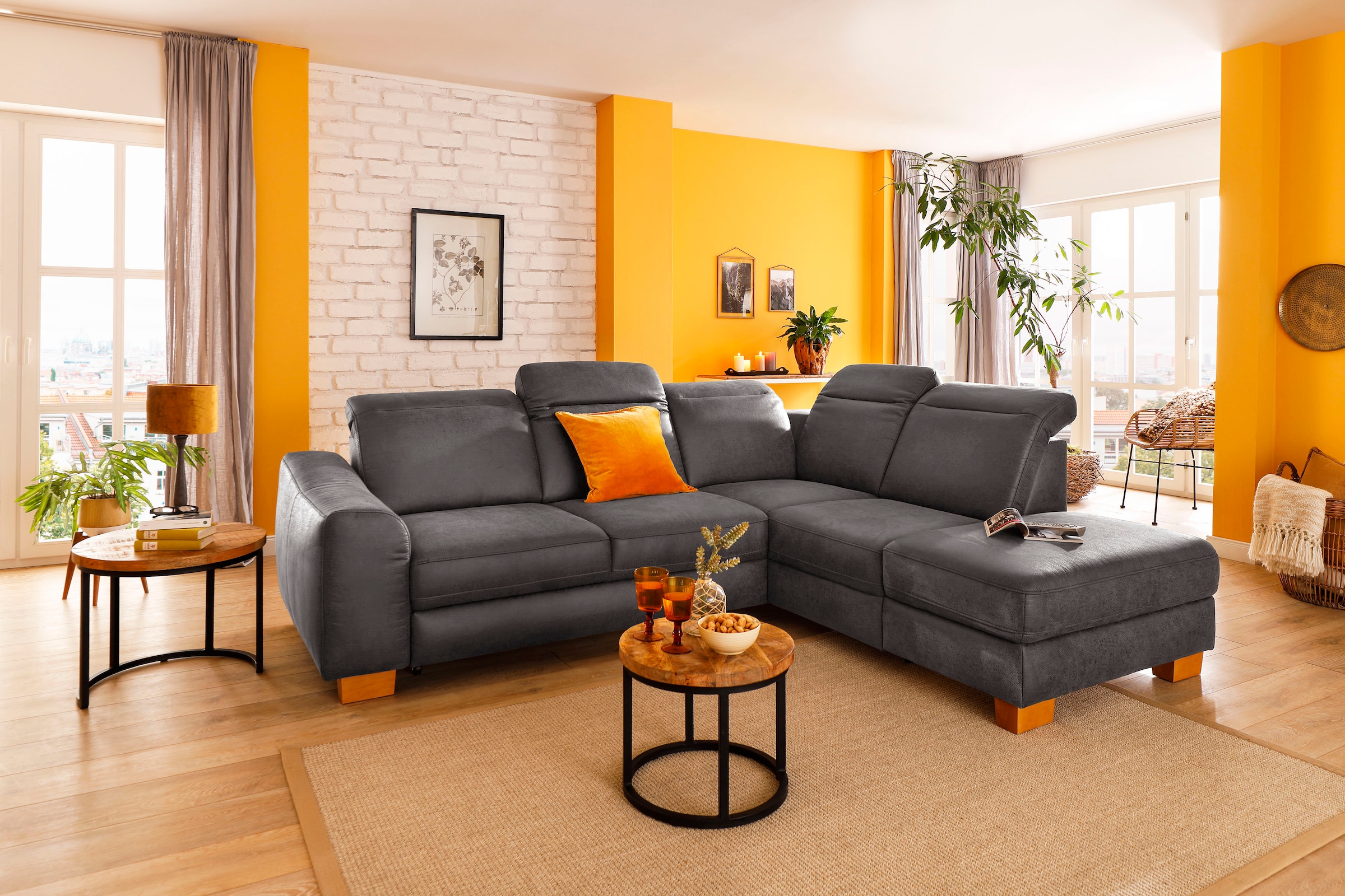Home affaire Ecksofa »Dundee L-Form«, wahlweise mit Kopfteilverstellung und zusätzlich mit Bettfunktion