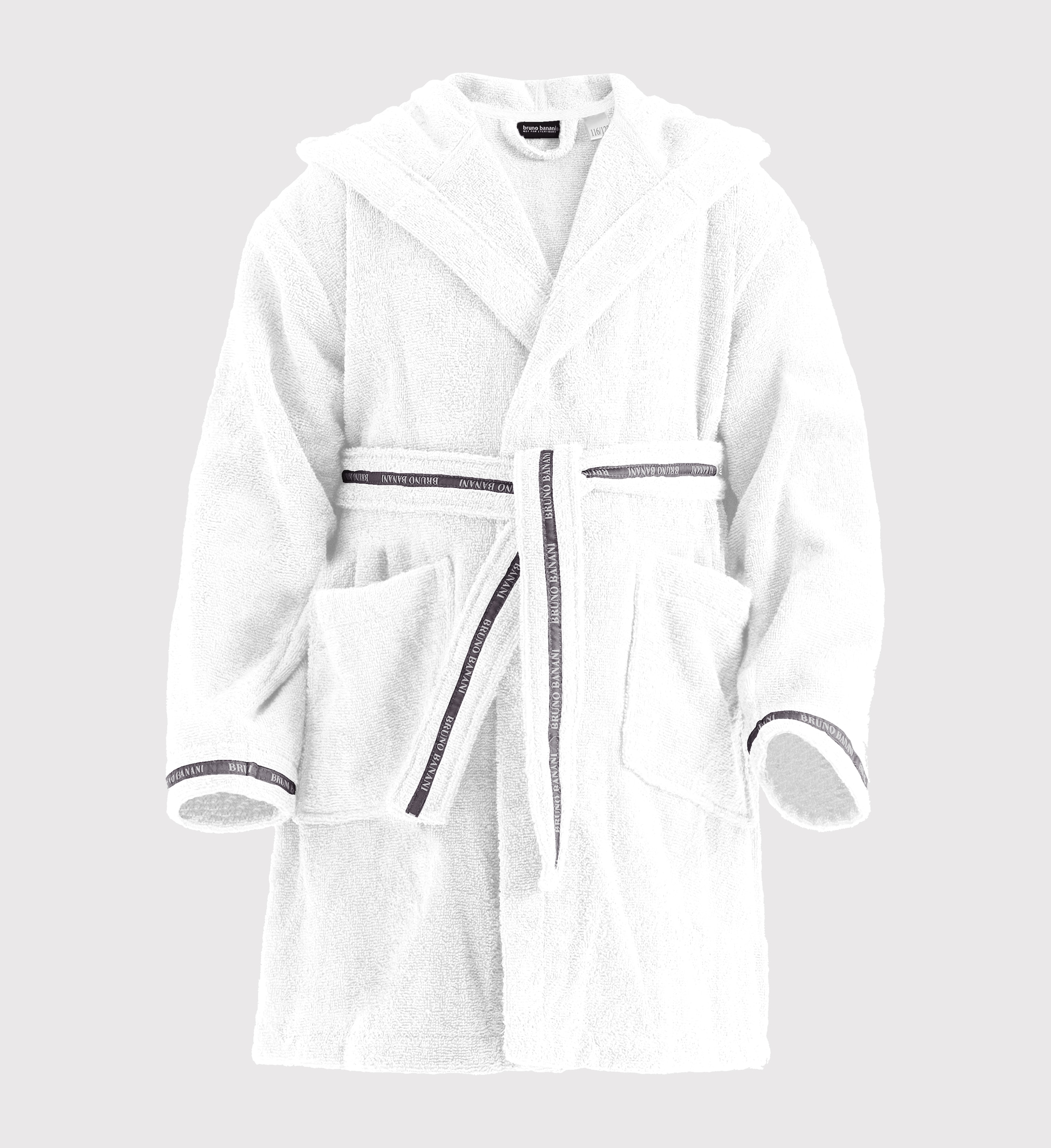 Bruno Banani Kinderbademantel »Danny, Ideal für Zuhause, Schwimmbad oder im Urlaub«, (1 St.), mit Logostreifen, aus 100% Baumwolle
