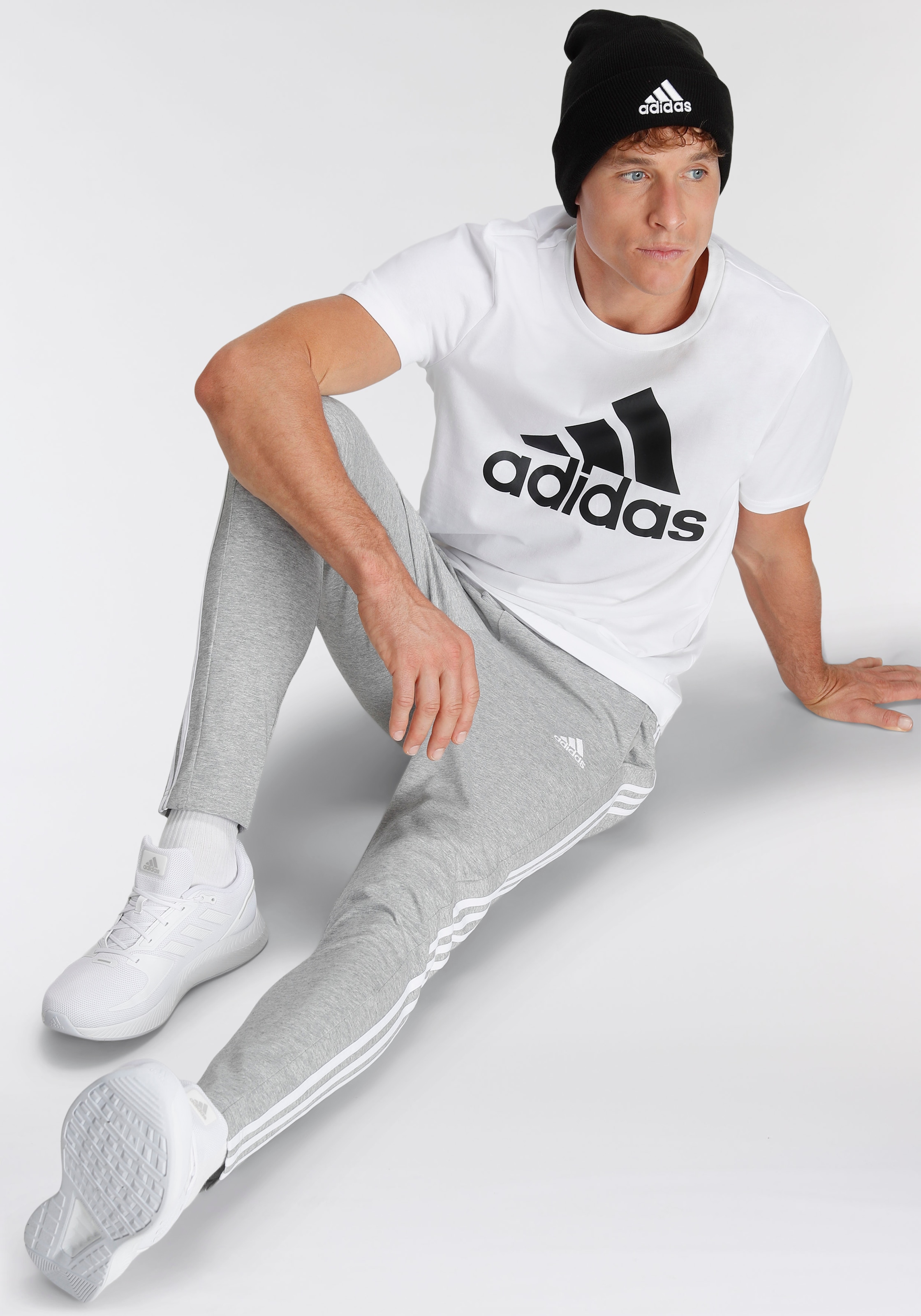 adidas Sportswear Sporthose »ESSENTIALS SINGLE JERSEY TAPERED OPEN HEM  3STREIFEN HOSE«, (1 tlg.) online shoppen bei OTTO | 