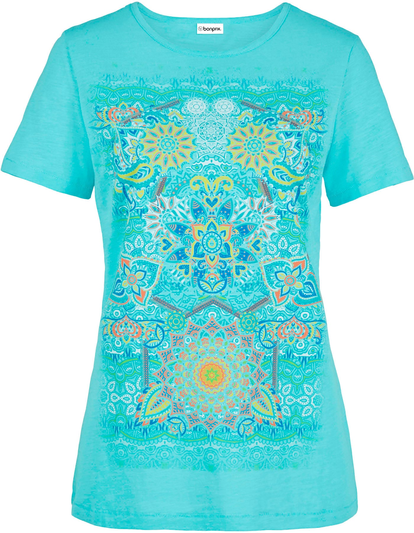 bonprix T-Shirt »T-Shirt aus reiner Baumwolle« Regular Fit, Kurzarm, aus Baumwolle, mit farbenfrohem Print