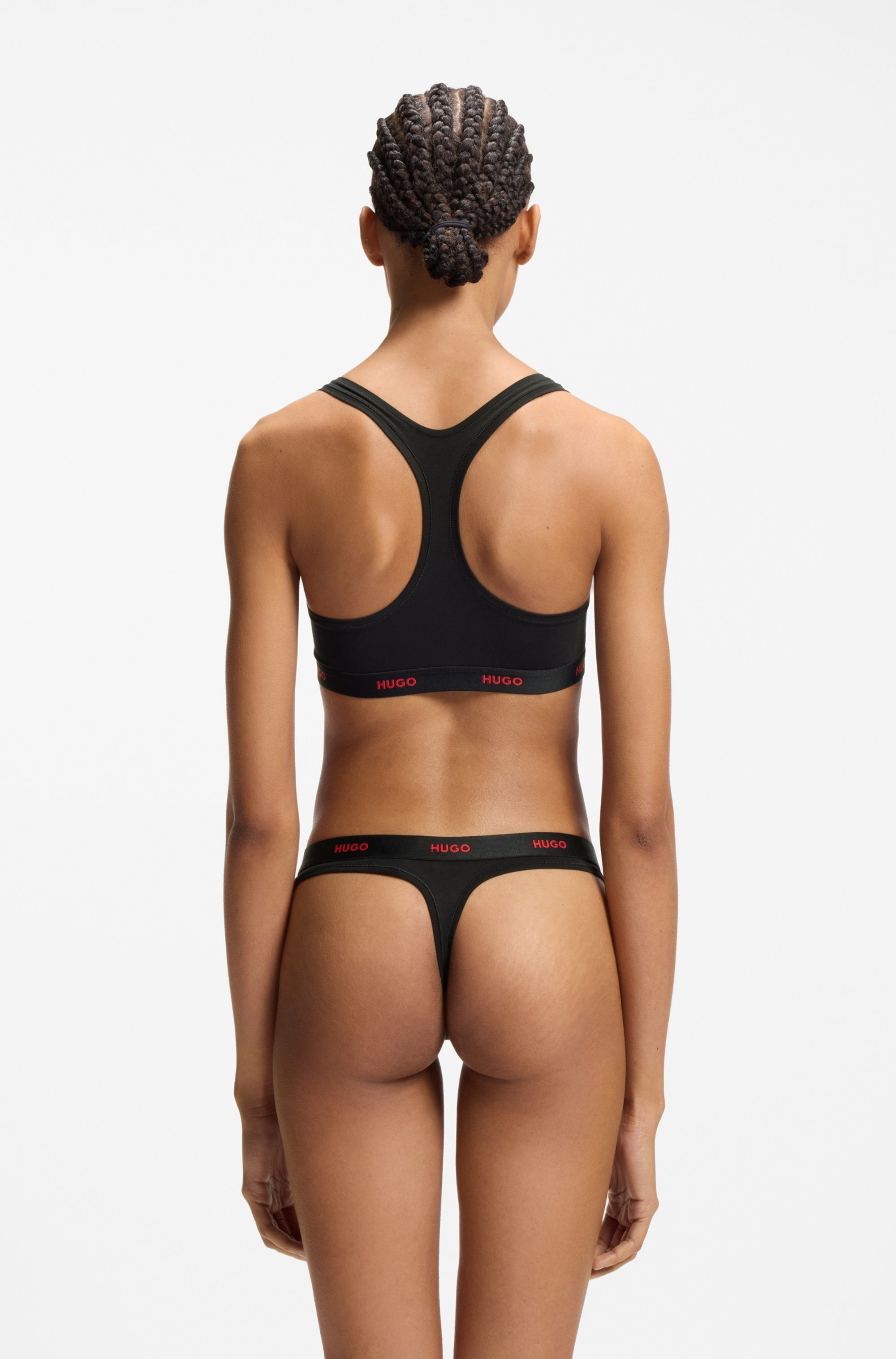 HUGO Underwear String »ID« aus Stretch-Baumwolle mit Logos am Bund