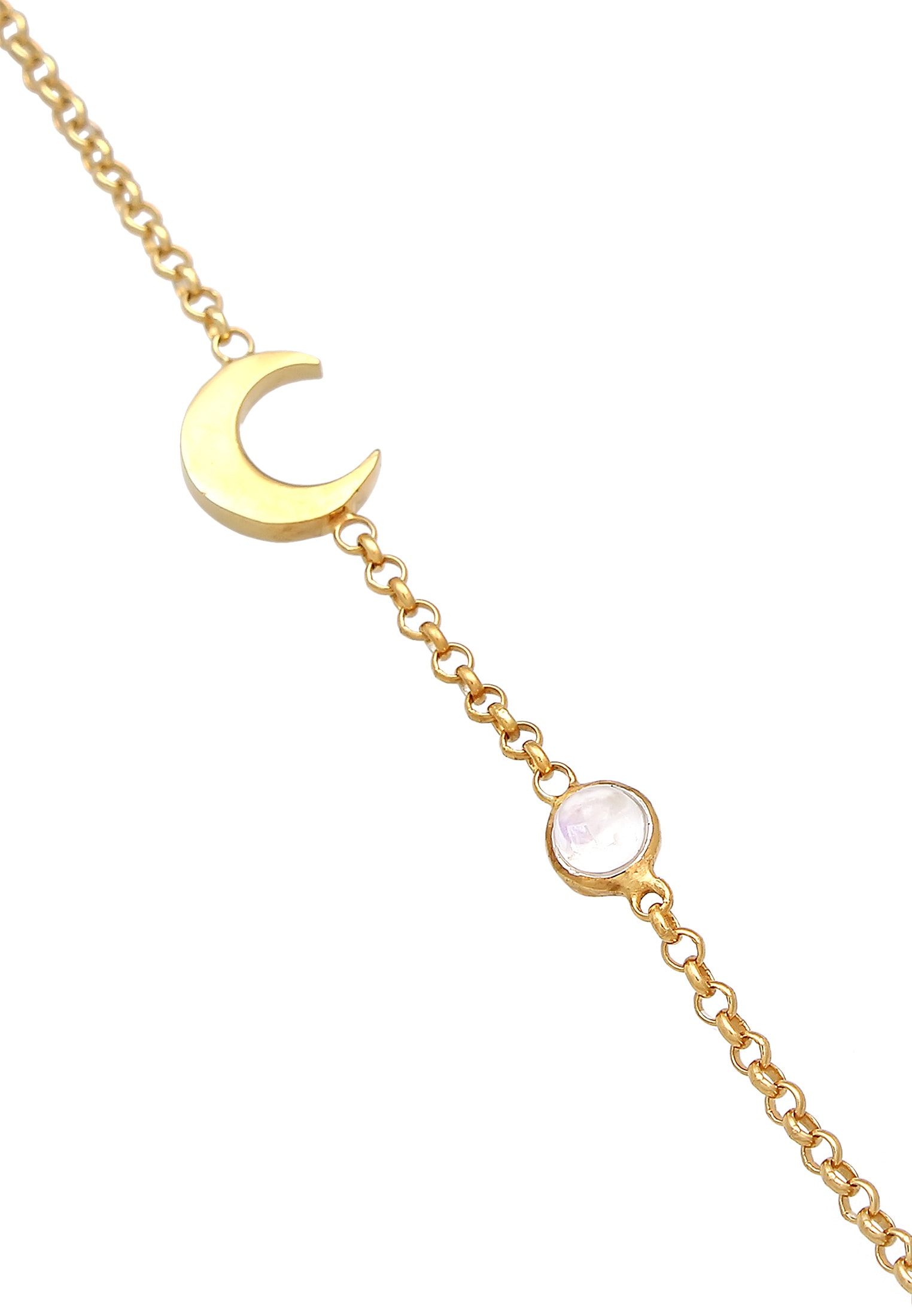 Elli Fußkette »Fußschmuck Halbmond Astro Mondstein 925 Silber«
