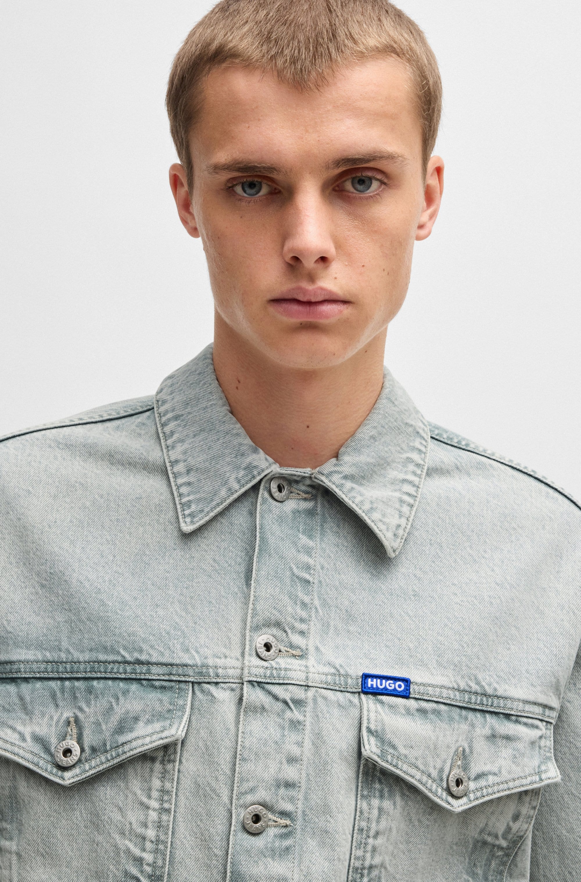 HUGO Blue Jeansjacke »Dex«, mit BOSS Leder-Badge