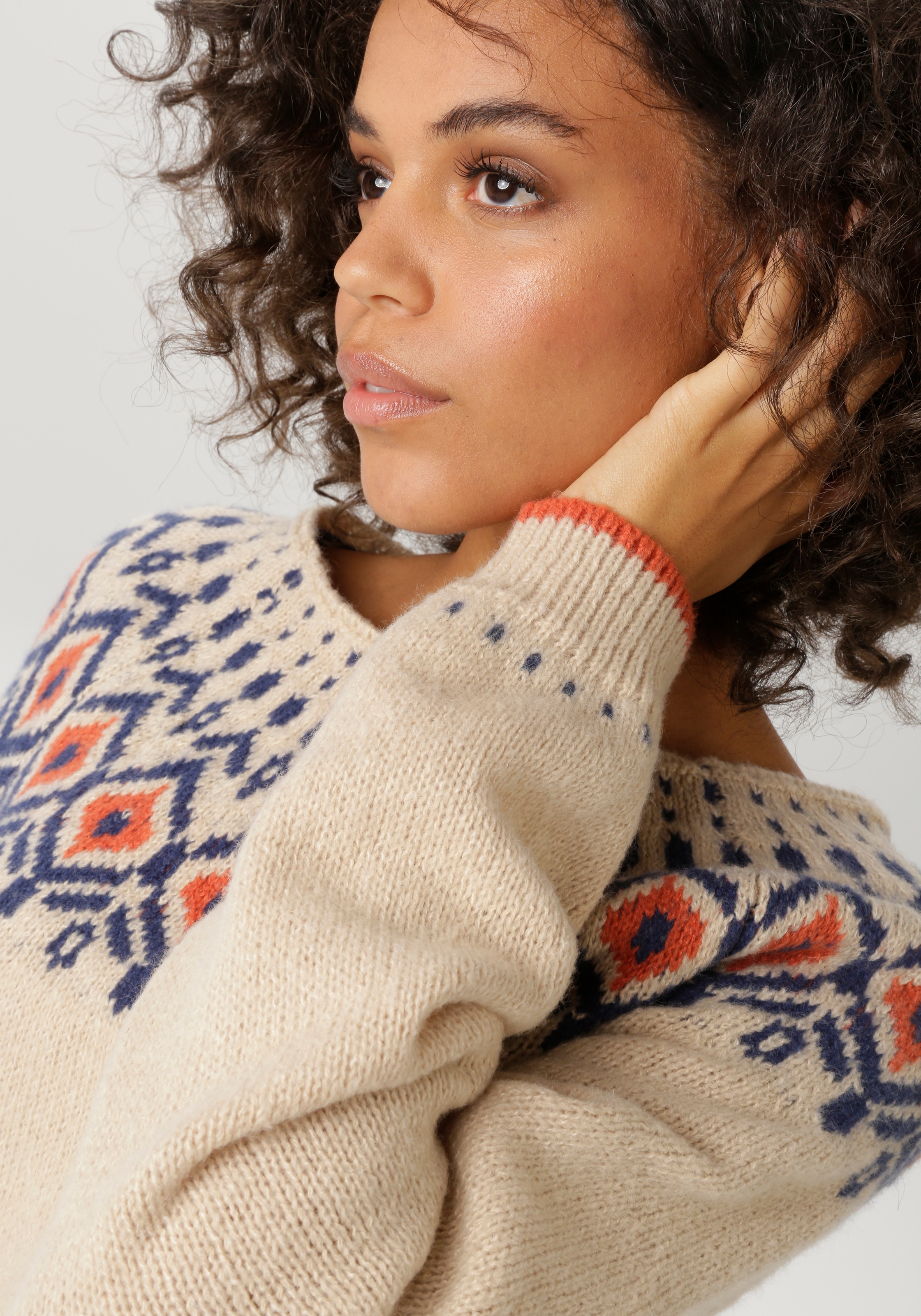 Aniston CASUAL Strickpullover mit farbharmonischen Norweger-Muster - NEUE KOLLEKTION
