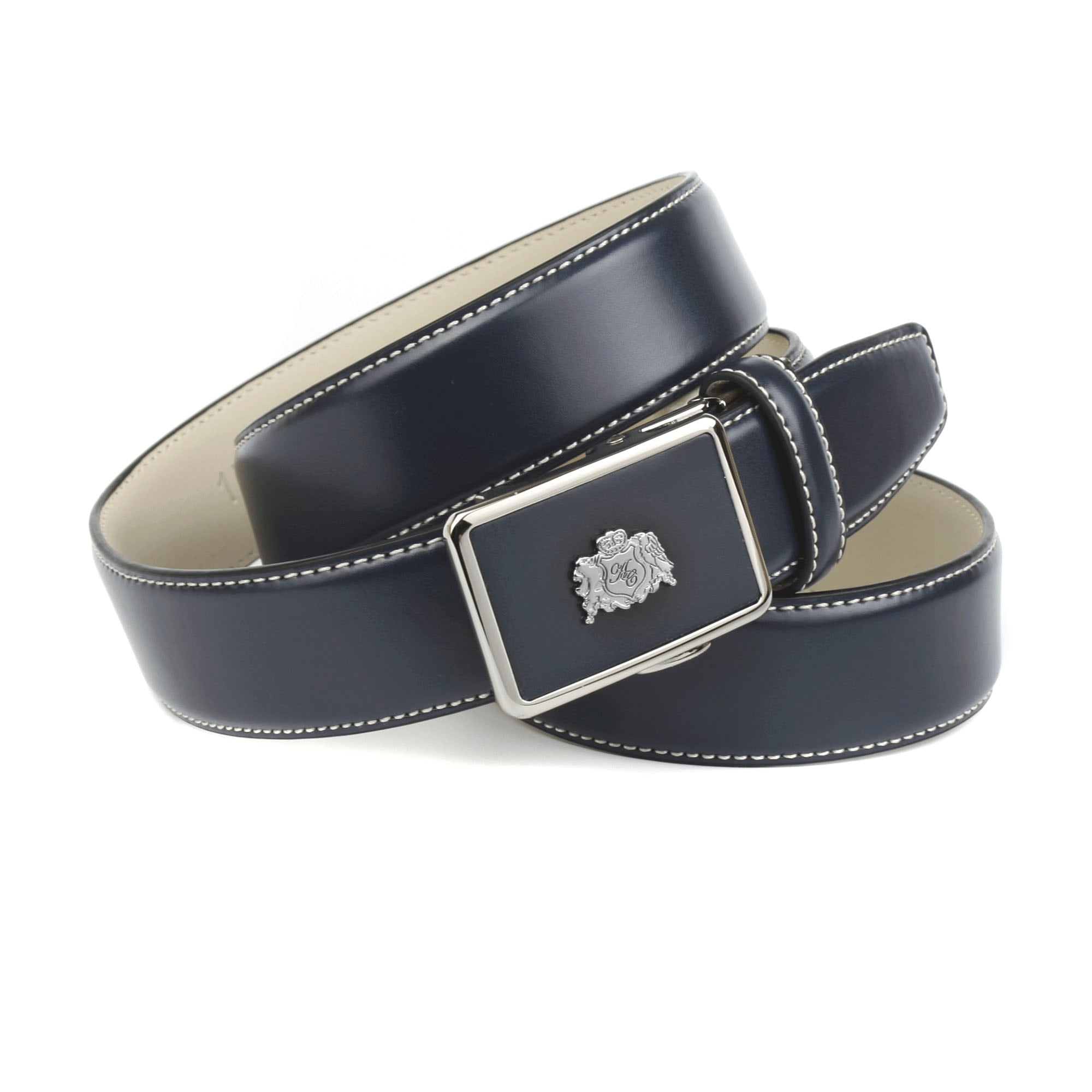 Anthoni Crown Ledergürtel, in dunkelblau mit Kontrast Stitching in weiß  online kaufen bei OTTO