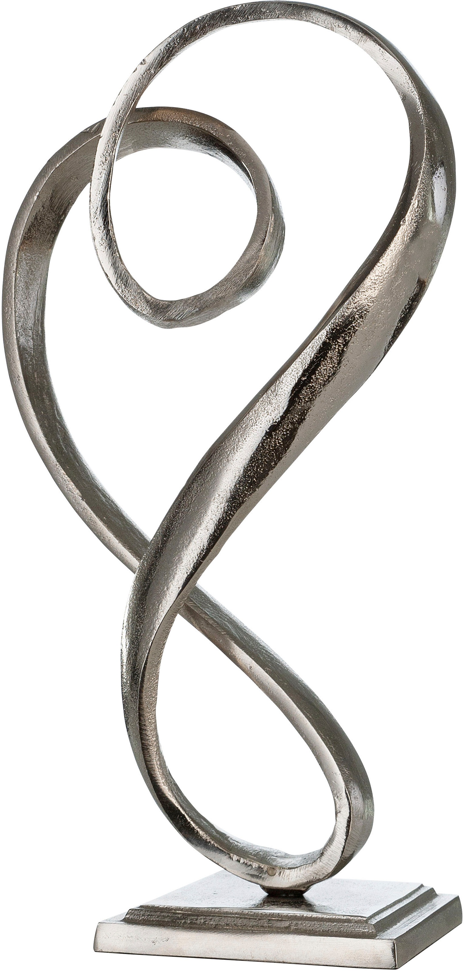 Casablanca by Gilde Dekofigur »Skulptur Curved Heart, silber«, (1 St.), Dekoobjekt, aus Metall, Höhe 33 cm, Herz Form, antikfinish, Wohnzimmer
