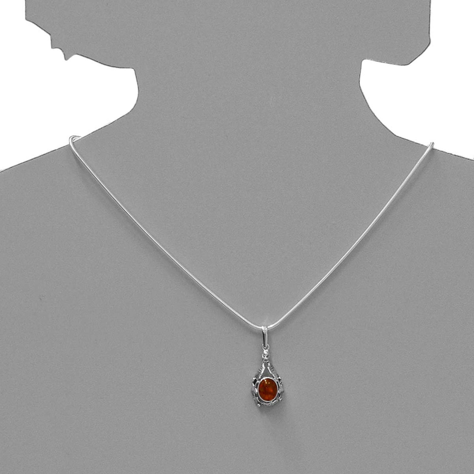 OSTSEE-SCHMUCK Kettenanhänger »- Fischland 34x14 mm - Silber 925/000 - Bernstein«