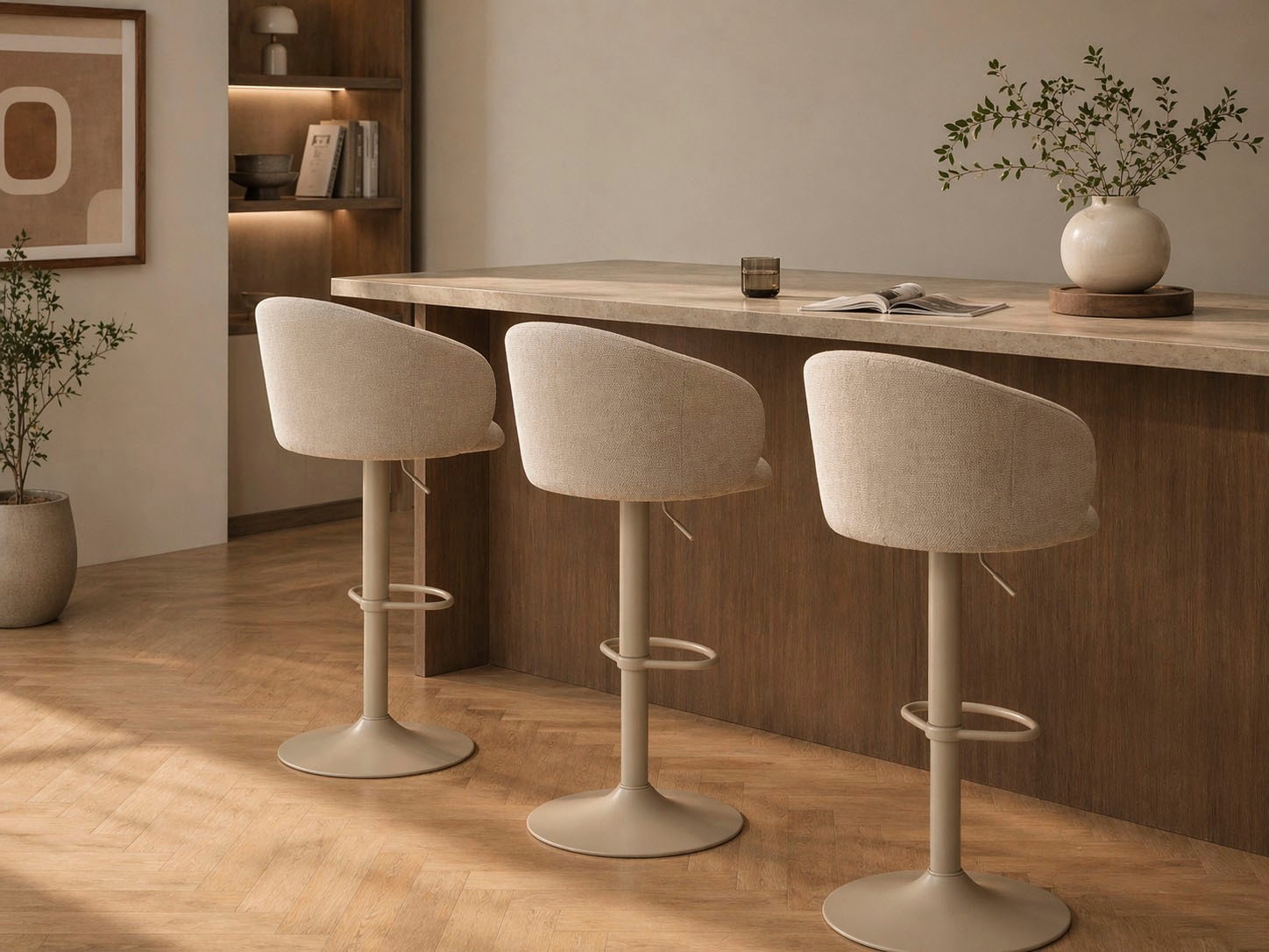 ACTONA GROUP Barhocker »Hocker« 1 Stk. tlg. beiger Stoff, mit Gaslift, Fußstütze und Drehfunktion, FSC™